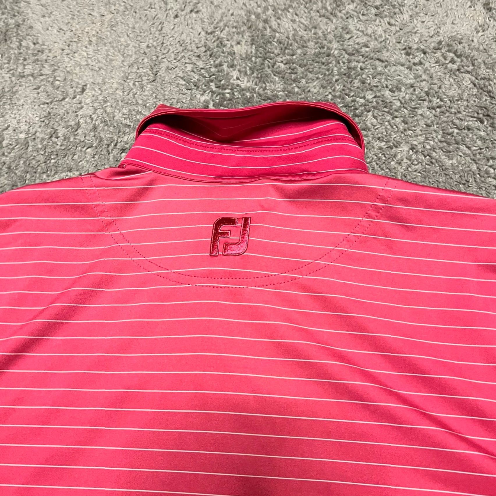 Footjoy Footjoy Polo Shirt Mens Medium Hot Pink Striped Golf Short Sleeve Size US M / EU 48-50 / 2 - 5 Thumbnail