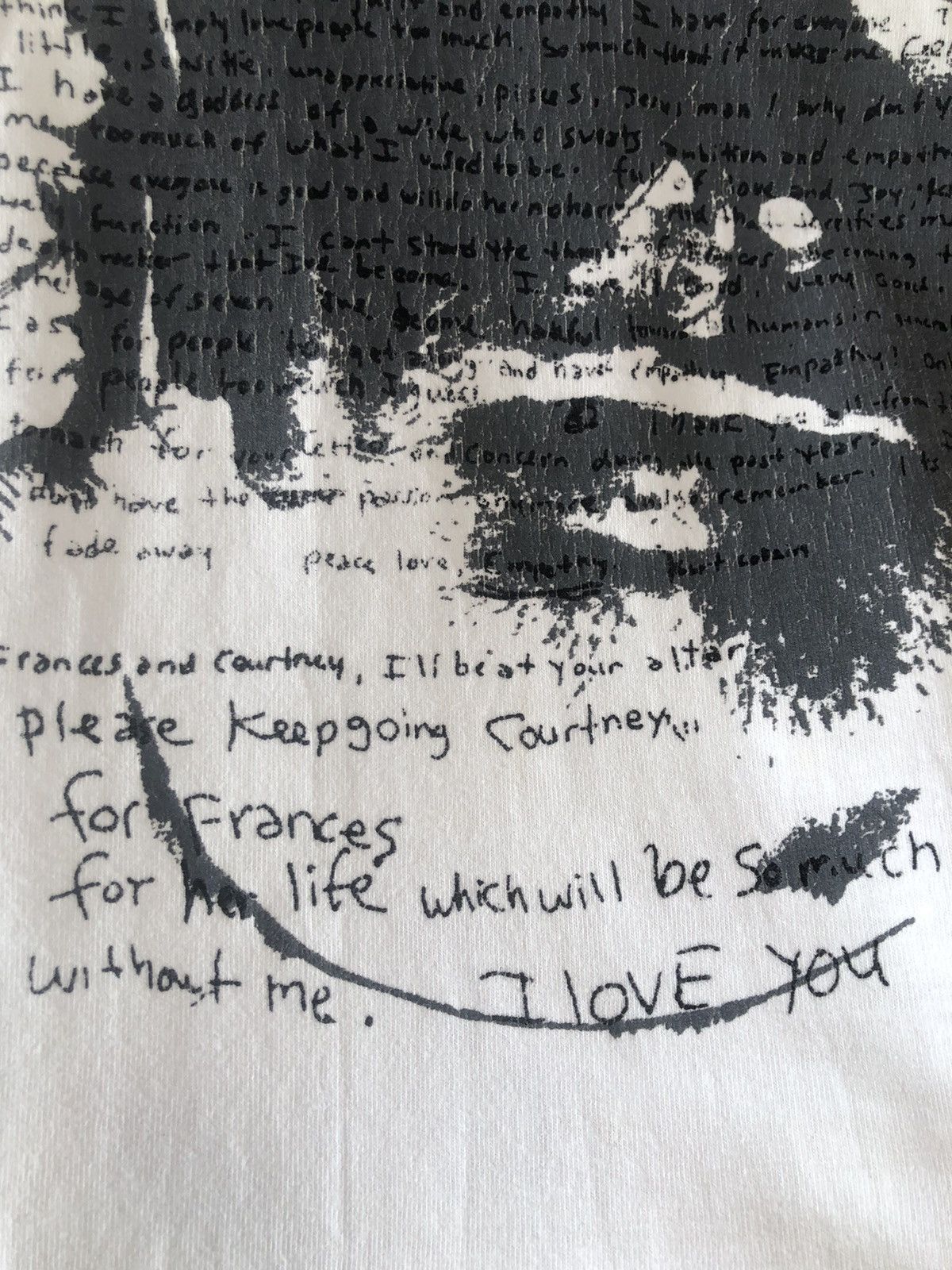 Band Tees × Nirvana × Vintage Vintage 90s NIRVANA Kurt Cobain Suicide Note Size US L / EU 52-54 / 3 - 11 Thumbnail