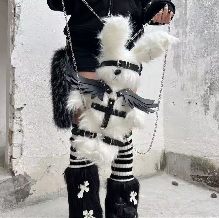 Other Y2K Gothic Lolita Rabbit Ear Backpack – Handmade Plush Wings Size ONE SIZE - 3 Thumbnail