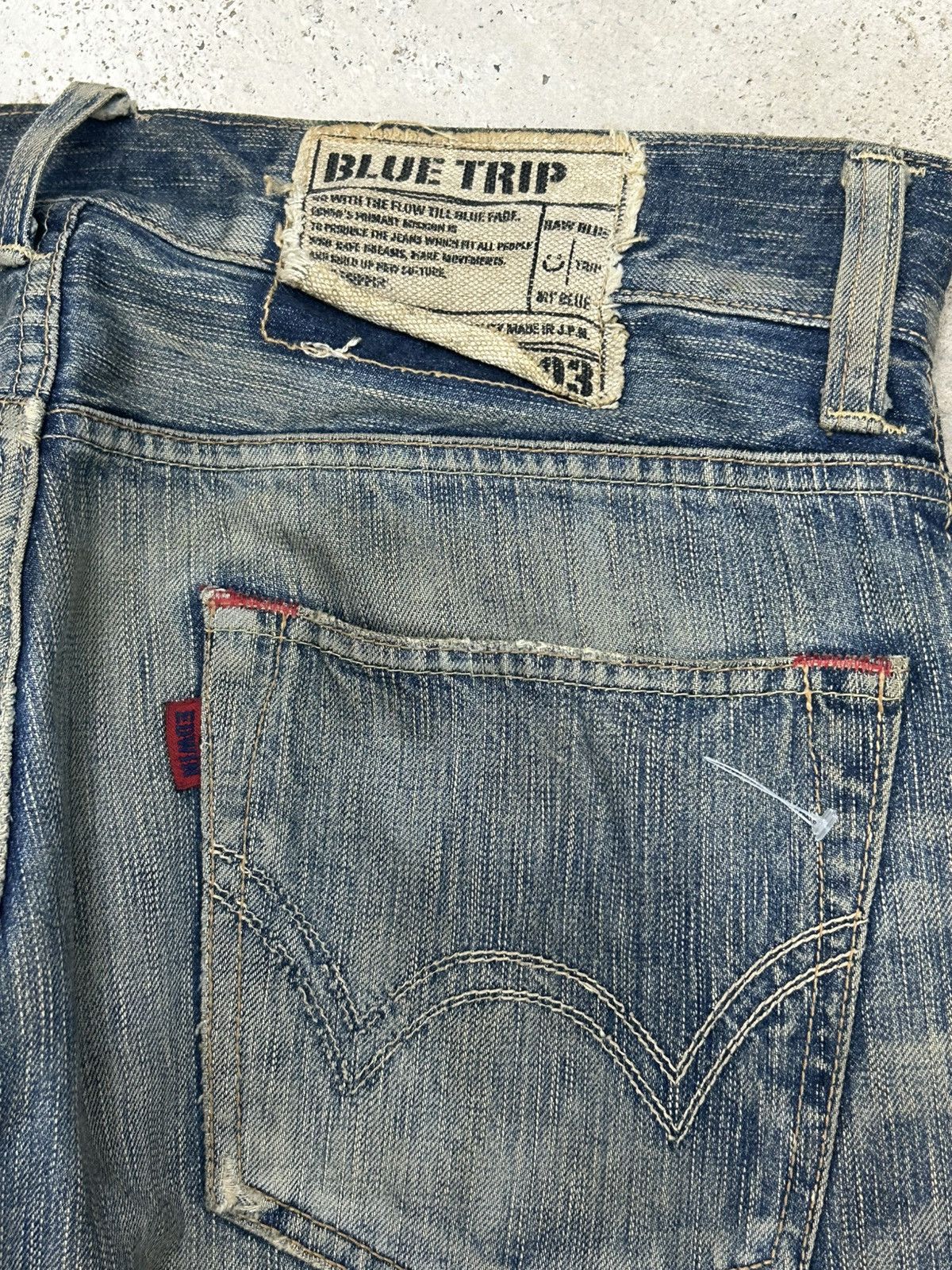 Edwin Vintage Edwin 503 Blue Trip Mud Washed Distressed Size US 33 - 14 Thumbnail