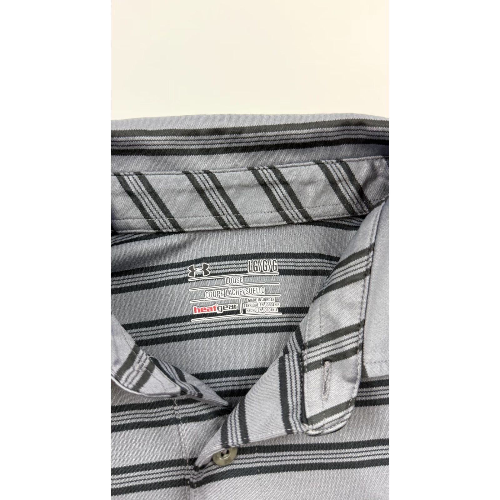 Under Armour Under Armour Polo Shirt Mens L Gray Striped HeatGear Golf Athletic Loose Fit Size US L / EU 52-54 / 3 - 3 Thumbnail