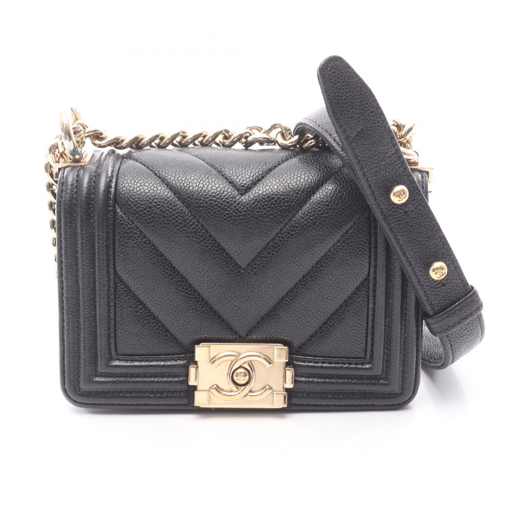 Chanel Chanel Chanel Boy Chanel Mini Chevron V Stitch Shoulder Bag Leather Shoulder Bag DUTY FREE for USA Size ONE SIZE - 1 Thumbnail