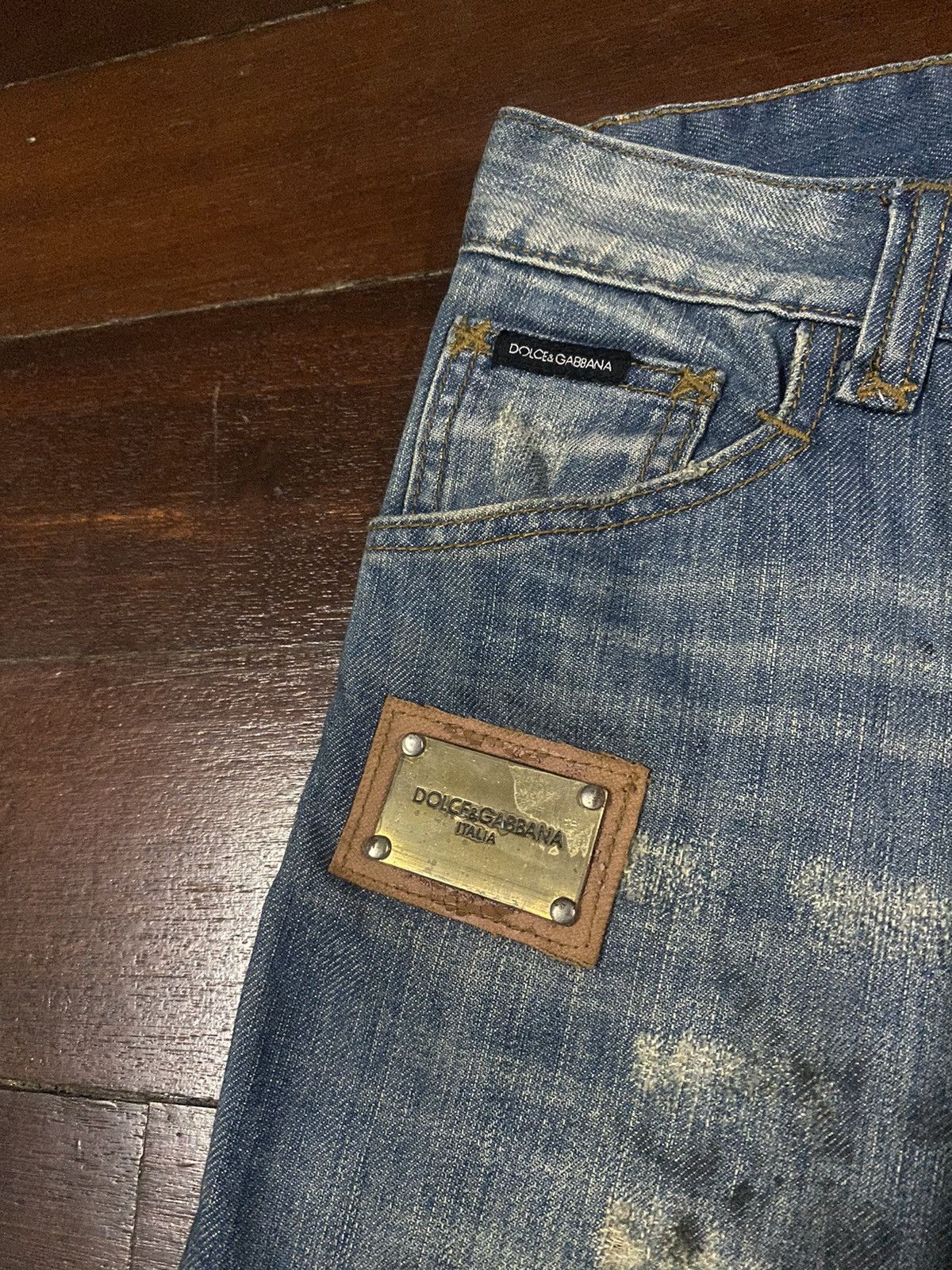 DOLCE & GABBANA SEX FLARE JEANS DISTRESSED RIPPED SPLATED