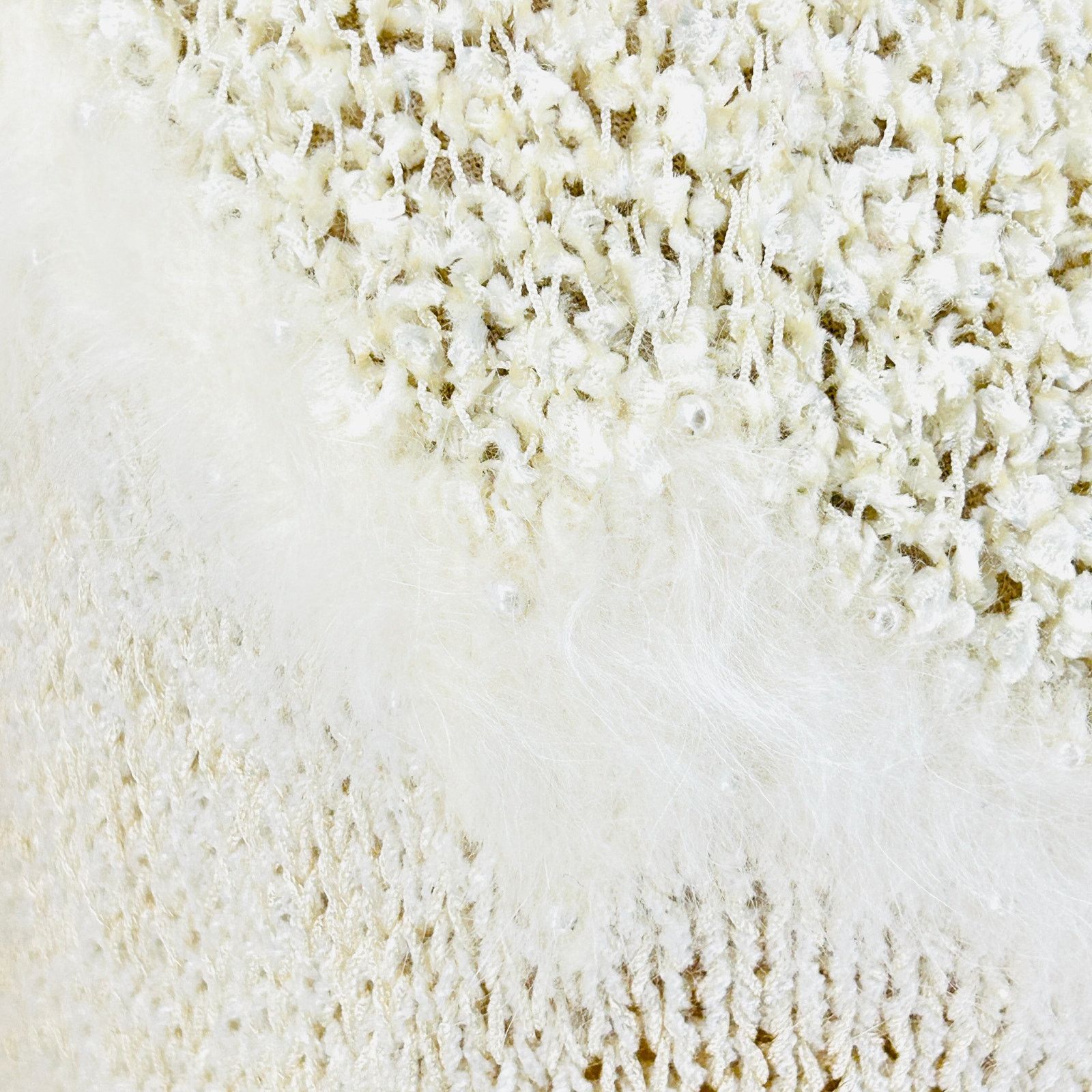 Vintage 80s Cream Super Soft Puff Sleeve Angora Pearl Trim Sweater Size M / US 6-8 / IT 42-44 - 4 Thumbnail