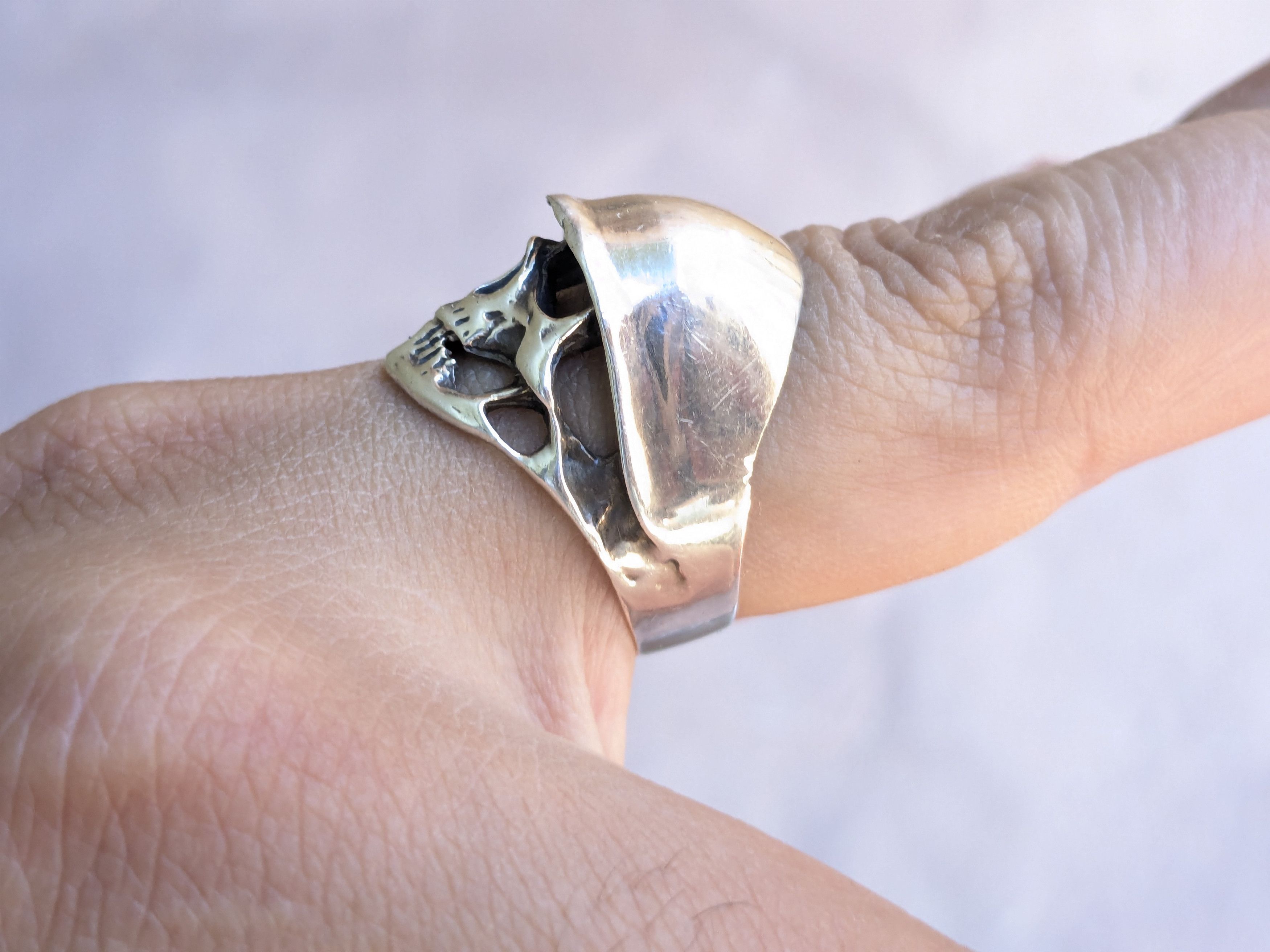 Jewelry Sterling Silver Skull Ring Biker Helmet 9.5 Punk Size ONE SIZE - 11 Thumbnail