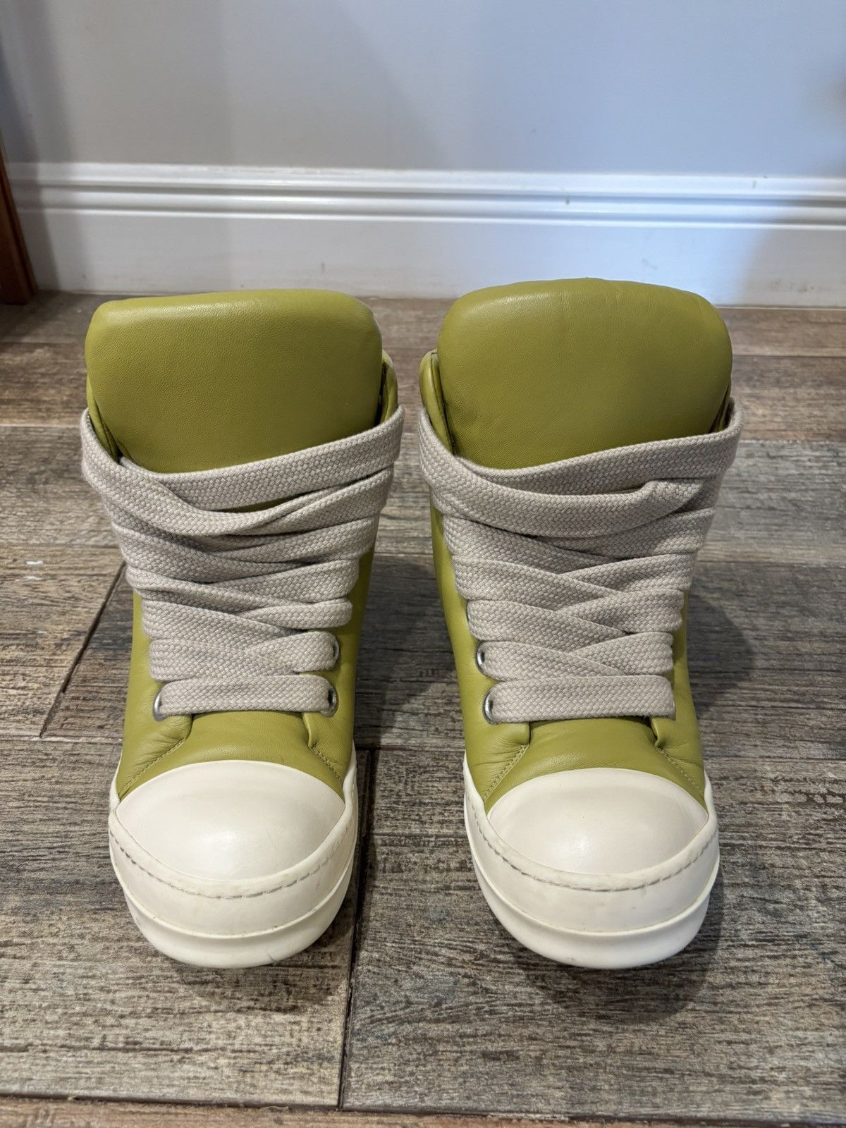 Rick Owens Lime Padded Leather Ramones High Size US 10 / EU 43 - 3 Thumbnail