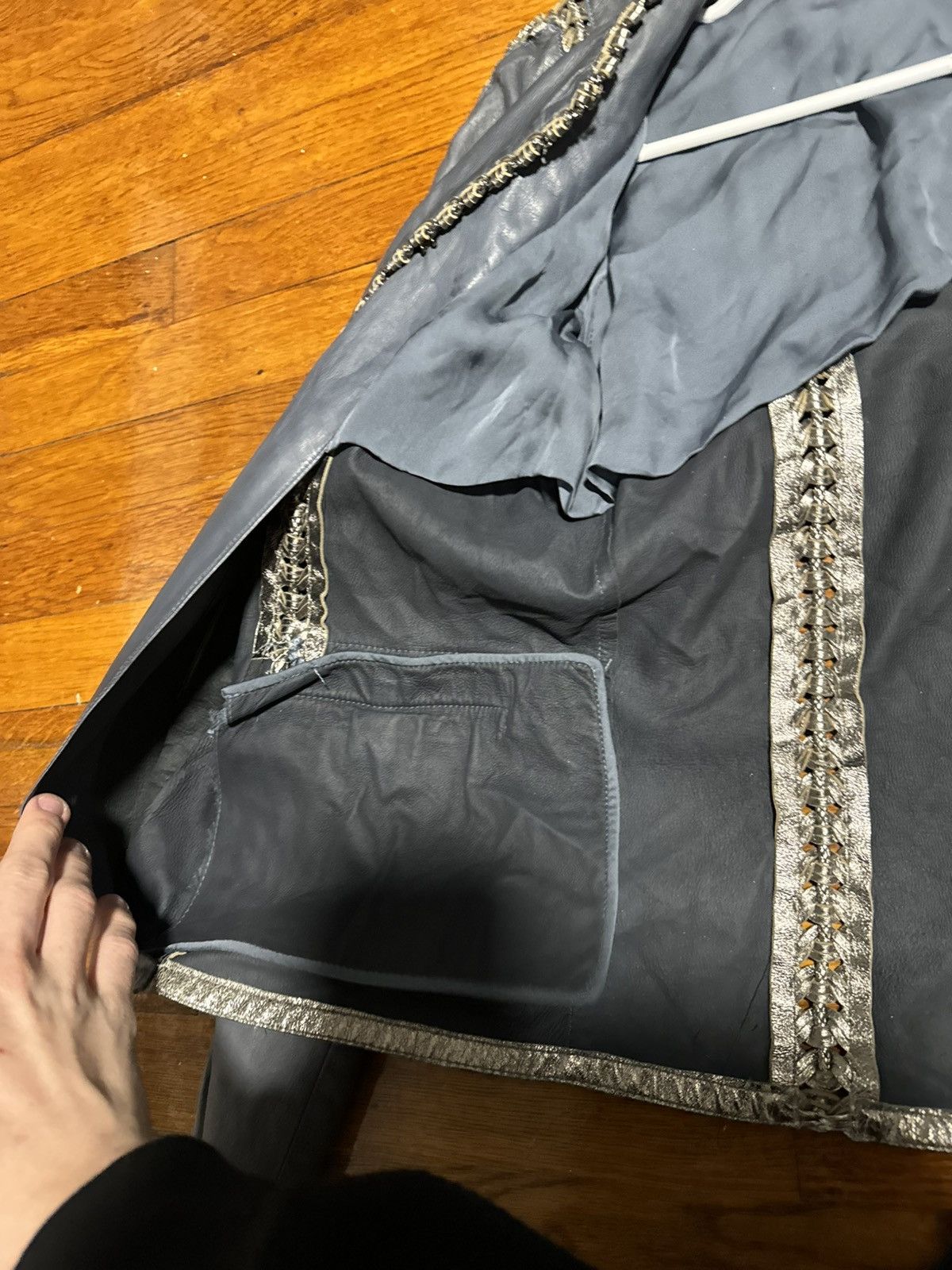 Roberto Cavalli Roberto Cavalli Jacket Leather Women Blue Size 46 Size L / US 10 / IT 46 - 8 Thumbnail