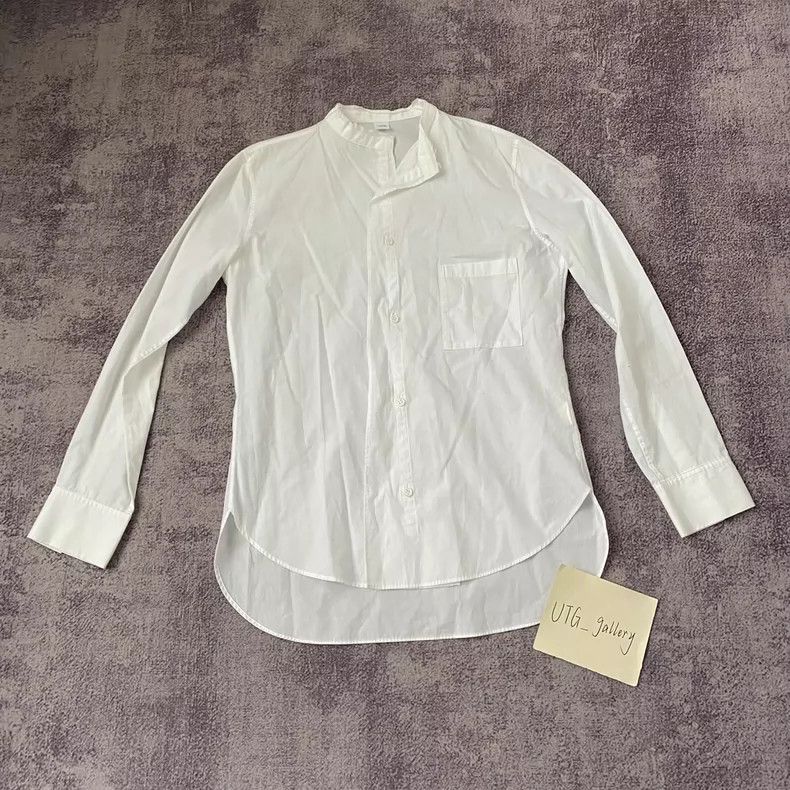 Yohji Yamamoto Yohji Yamamoto White long-sleeved shirt with broken necklin Size US S / EU 44-46 / 1 - 1 Thumbnail