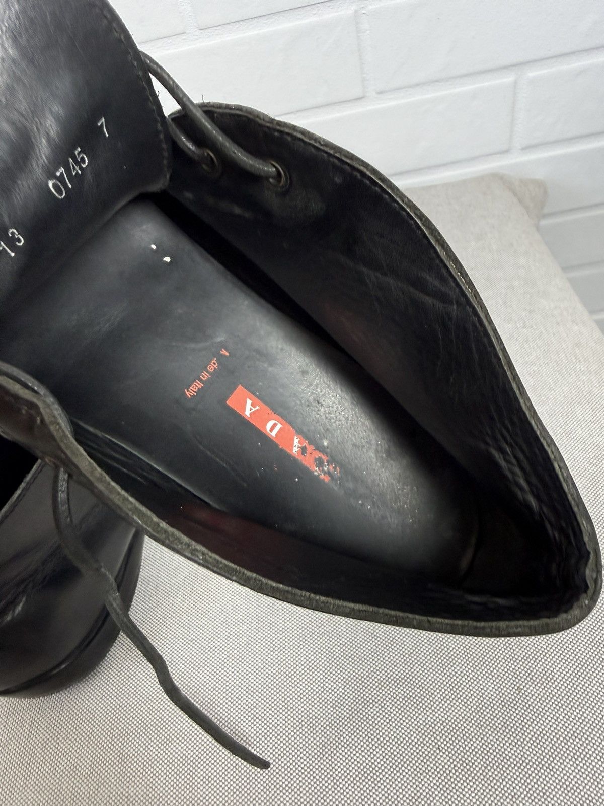 Prada PRADA Men's Boots Black Leather Size 7 Size US 7 / EU 40 - 9 Thumbnail