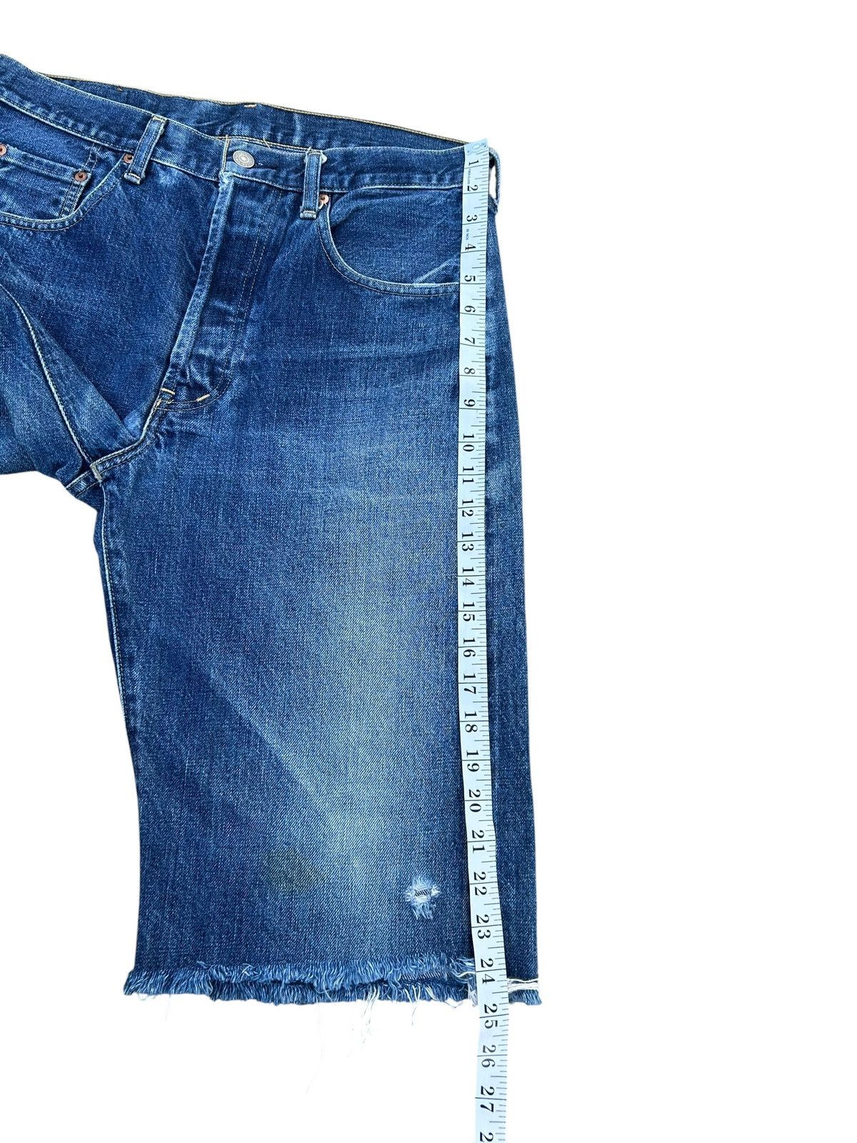 Kapital Vintage Levis Big E Selvedge Short Distressed Denim jeans Size US 33 - 19 Thumbnail