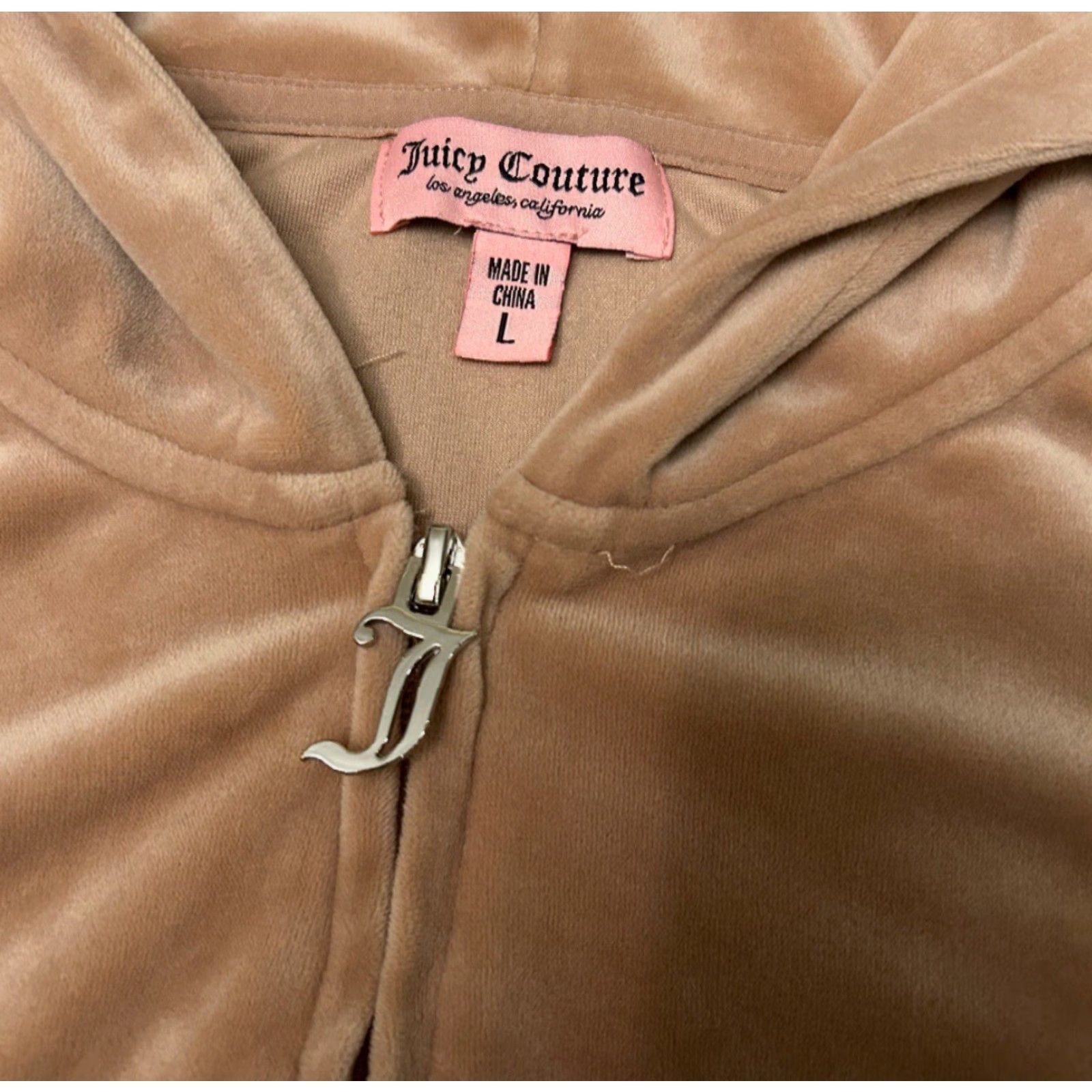 Juicy Couture VINTAGE Juicy Couture Full Zip Hoodie Jacket Womens L Beige Rhinestone 90s Y2K Size L / US 10 / IT 46 - 3 Thumbnail