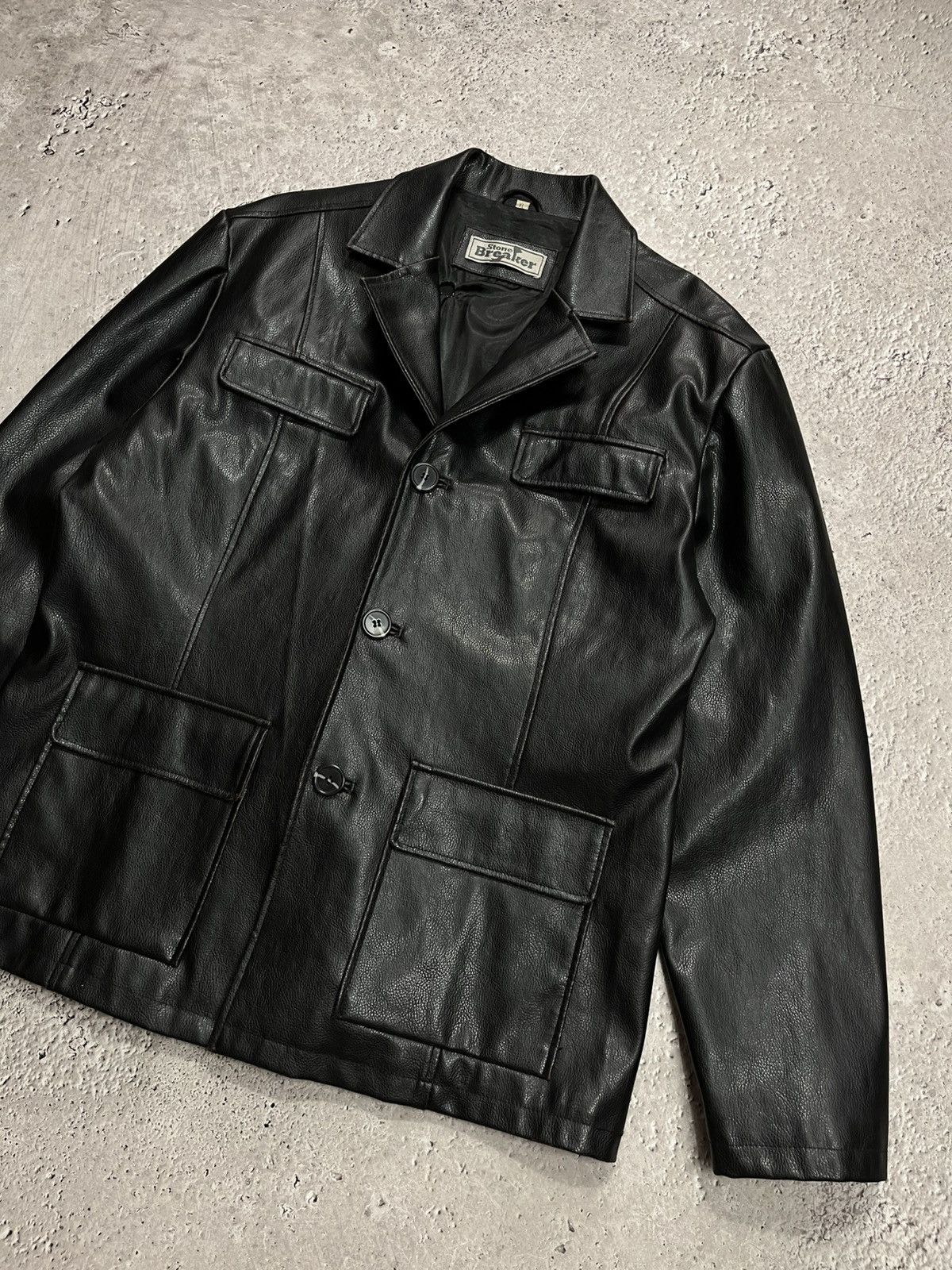 Other Vintage Black Faux Leather Jacket XL Button Up 90s Size US XL / EU 56 / 4 - 6 Thumbnail