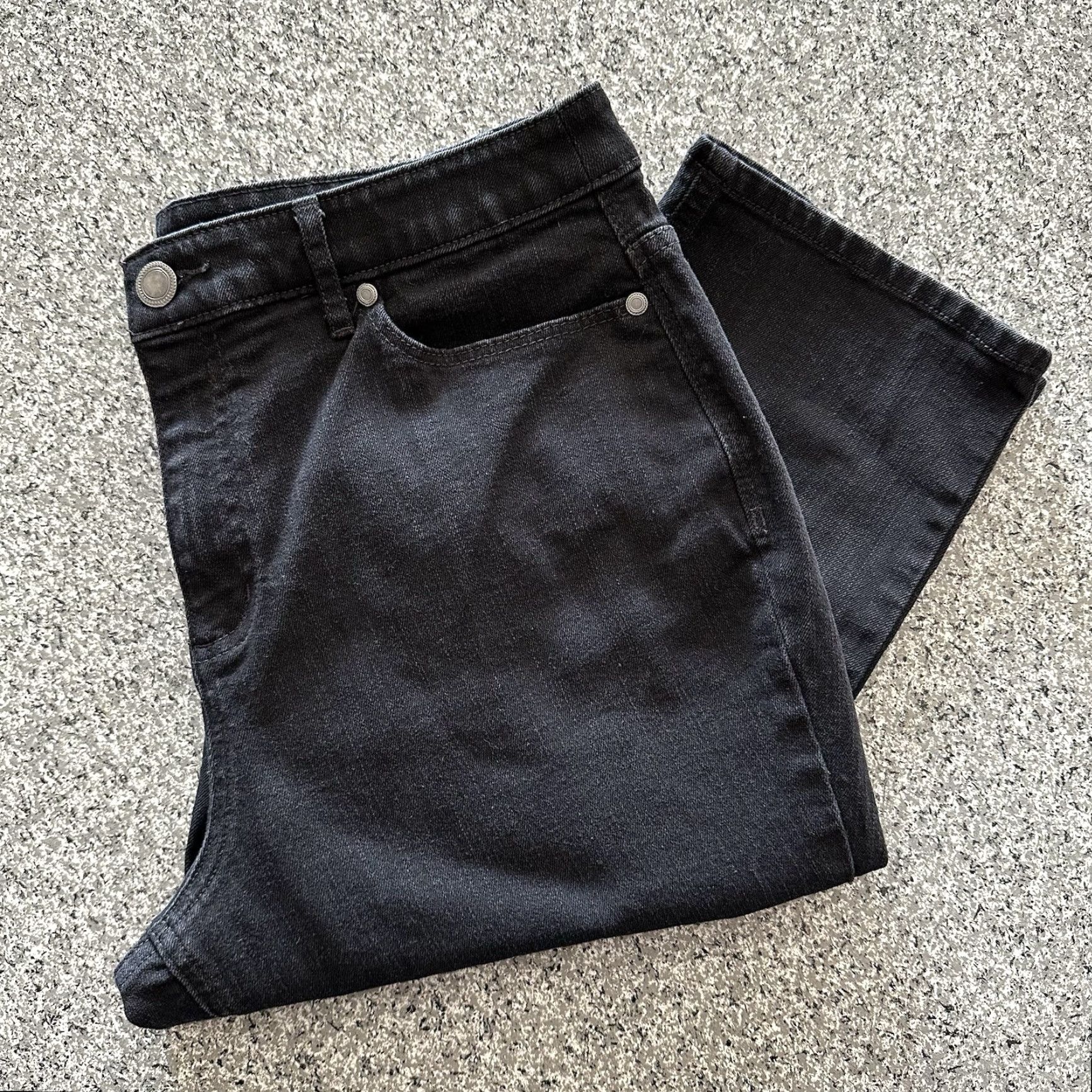 Vintage Christopher & Banks Jeans Womens 12 Slim Straight Black Denim 33x30 5-Pocket Stretch (Regular) Adults Womens Size 24" / US 00 / IT 34 - 2 Thumbnail