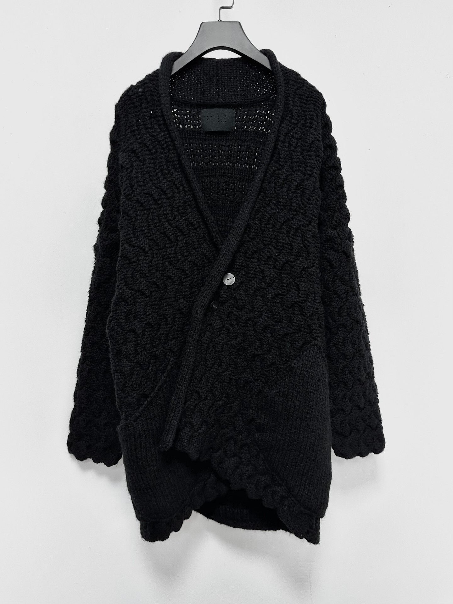 Devoa black oversized hand-knitted cashmere jacket Size US M / EU 48-50 / 2 - 1 Thumbnail
