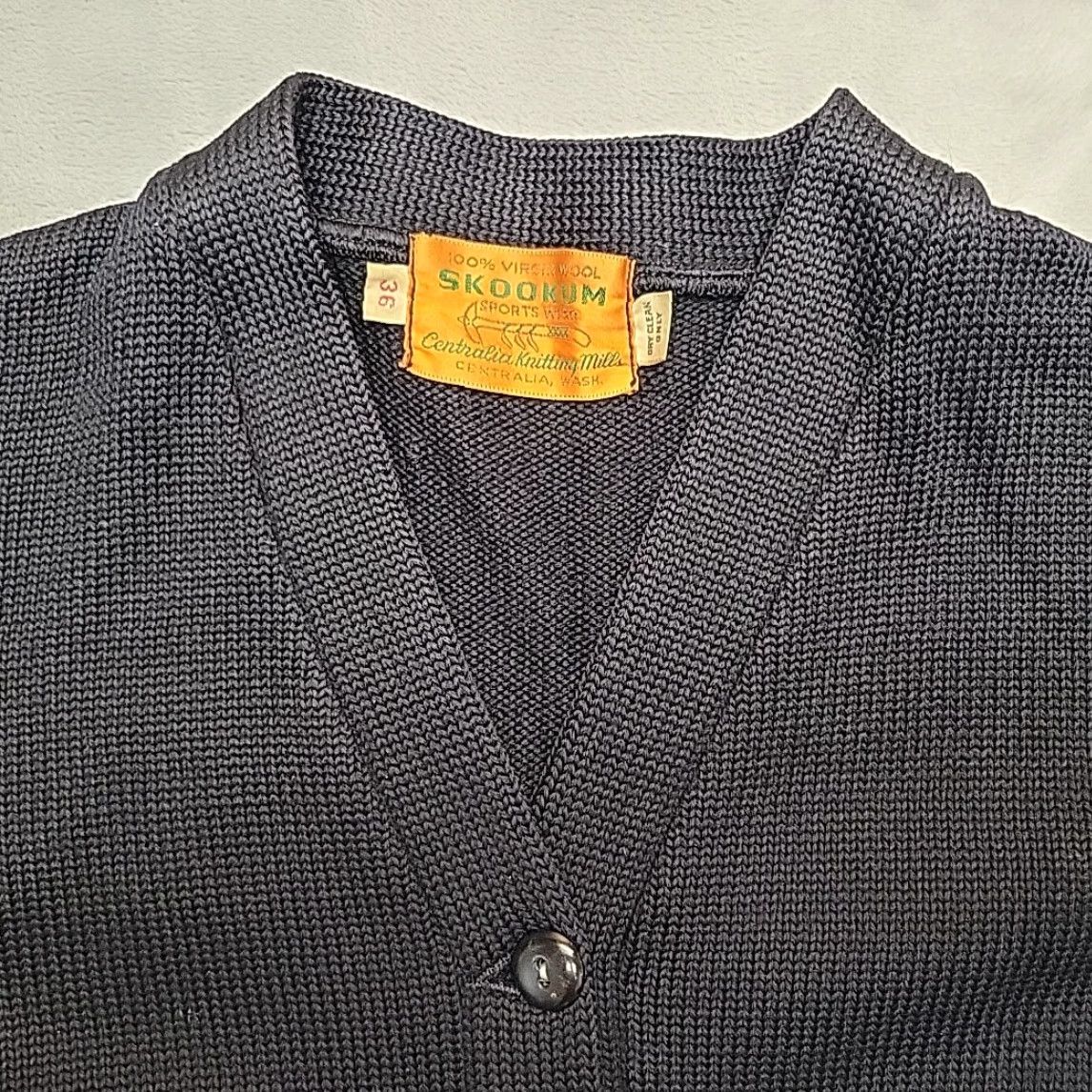 Vintage VINTAGE Skookum Varsity Sweater Men S Navy 100% Wool Cardigan 60s 70s Blue Wool Shirt? Size US S / EU 44-46 / 1 - 3 Thumbnail