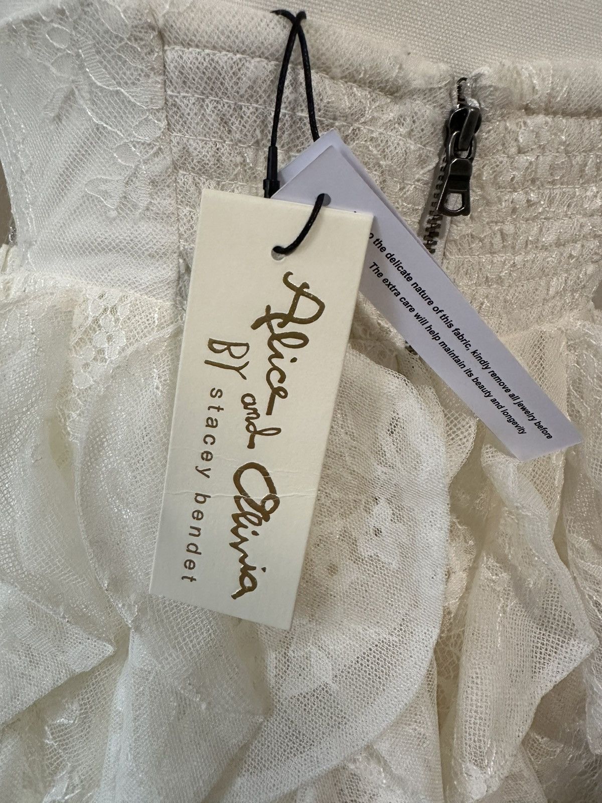Alice + Olivia Alice+Olivia Wilmarie Lace-Crystal Mini Dress Size XS / US 0-2 / IT 36-38 - 7 Thumbnail