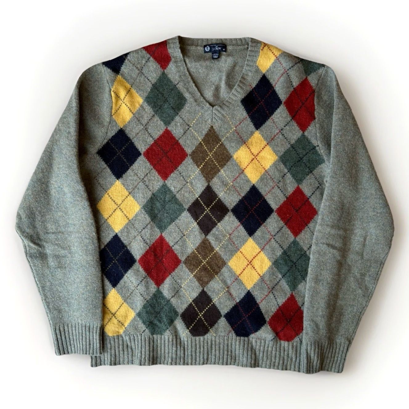J.Crew J.CREW Argyle Wool Sweater M Multicolor V Neck Pullover Knit Mens Regular Pullover Autumn Winter Size US M / EU 48-50 / 2 - 2 Thumbnail