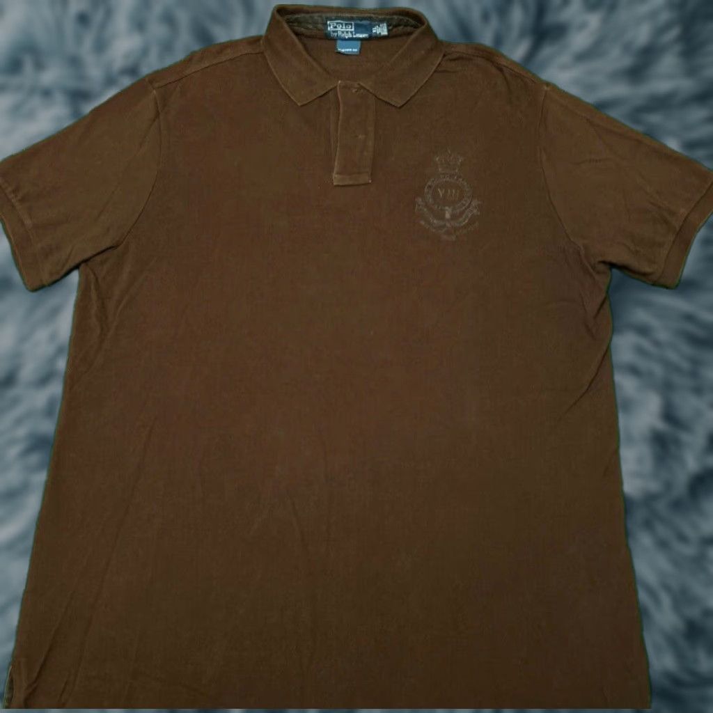 Polo Ralph Lauren VINTAGE Polo Ralph Lauren Bleecker Equestrian Crest Collared Polo Shirt XL Brown Mens Size US XL / EU 56 / 4 - 1 Thumbnail
