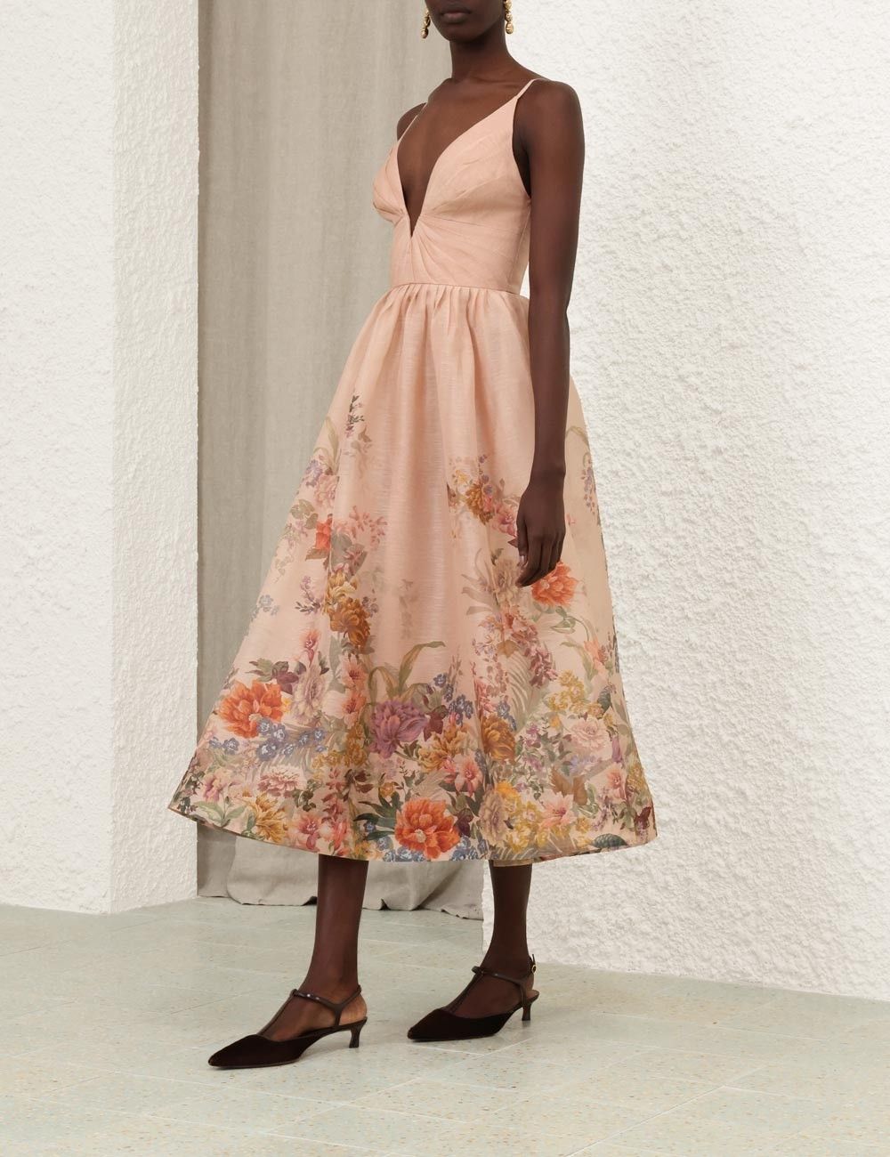 Zimmermann oc11z0825 Pavilion V Neck Midi Dress in Multicolor Size S / US 4 / IT 40 - 3 Thumbnail
