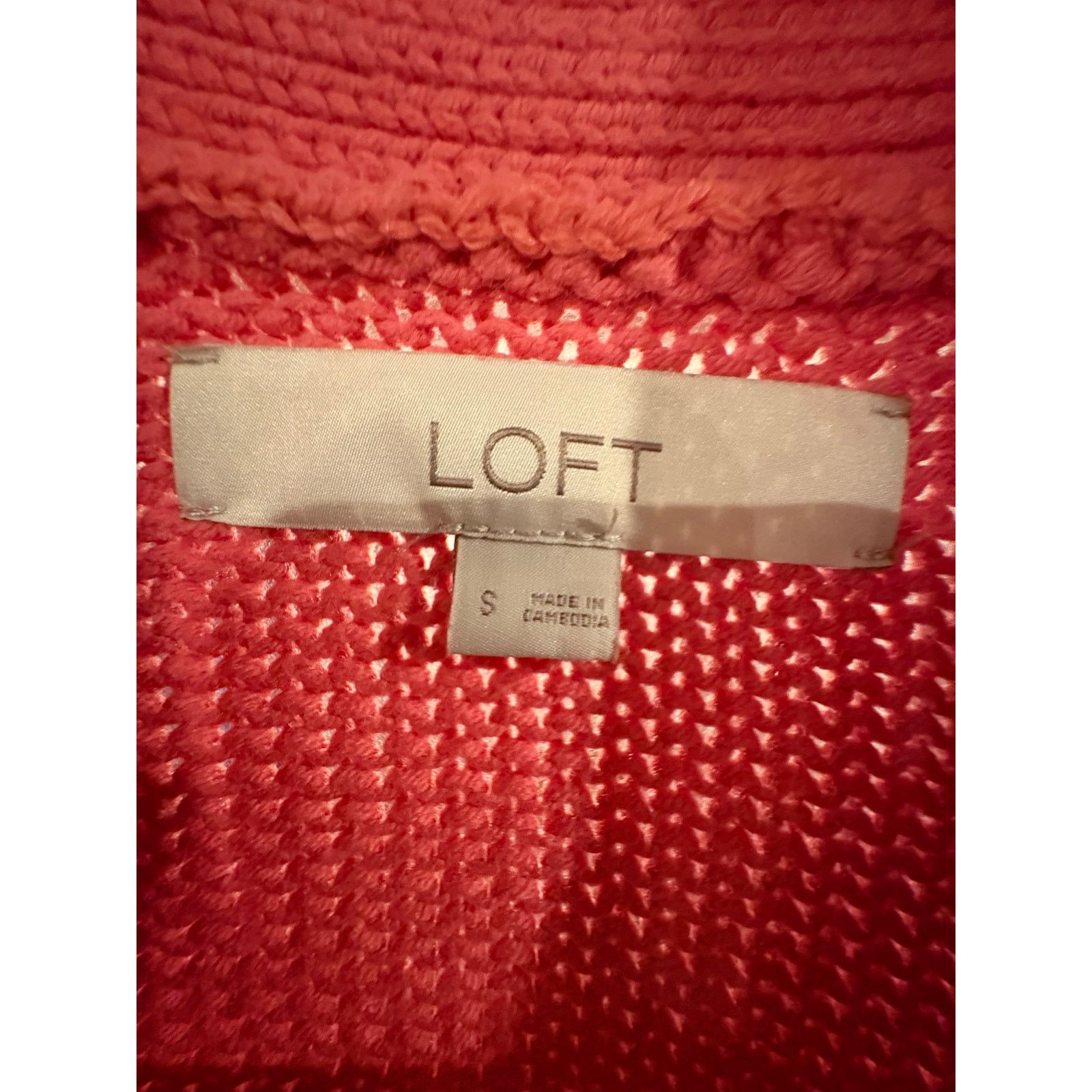 Loft LOFT Women’s Small Coral Chunky Knit Cardigan Button Size S / US 4 / IT 40 - 3 Thumbnail