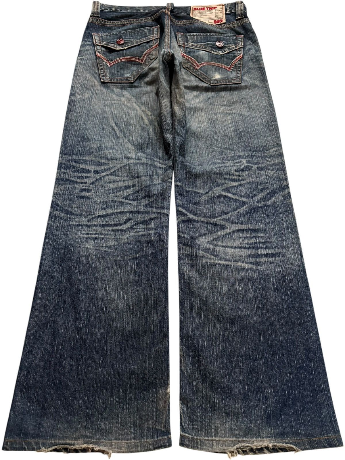Edwin × Japanese Brand Vintage Japanese Edwin Faded Mud Wash Distress Flare Jeans Size US 33 - 2 Thumbnail