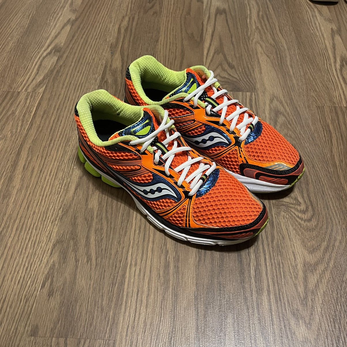Saucony RARE 2012 Men’s Saucony Guide 5 Running Shoes Orange Green Size US 12 / EU 45 - 1 Thumbnail
