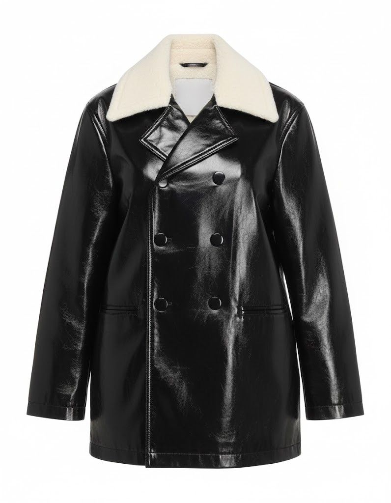 Gucci o1loc1c1225 803383 Lacquered Wool Coat in Black Size US M / EU 48-50 / 2 - 1 Preview