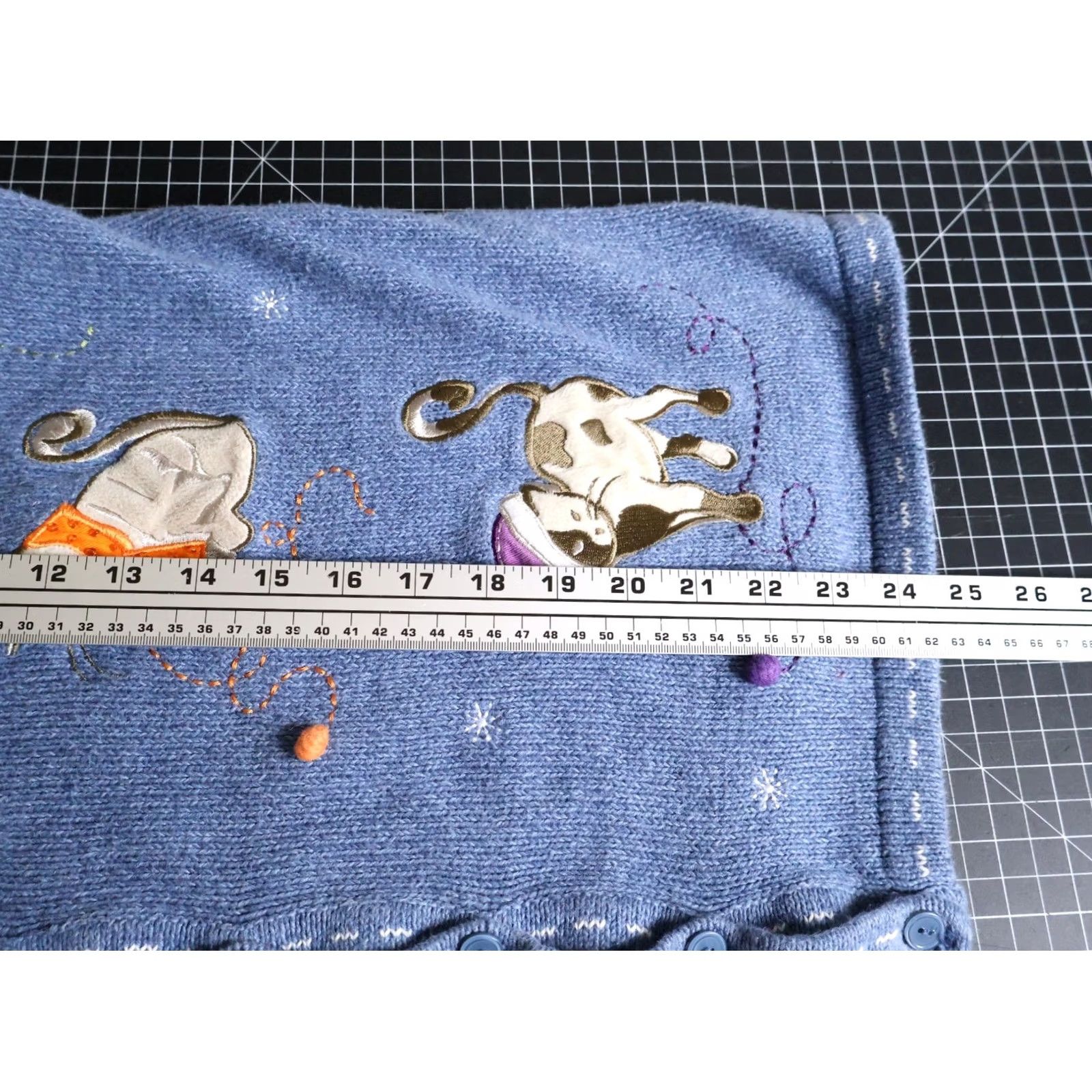 Vintage VINTAGE CJ Banks Sweater Cardigan Women's 1X Blue Cotton Ramie Blend Cat Kitten Motif Size XL / US 12-14 / IT 48-50 - 6 Thumbnail