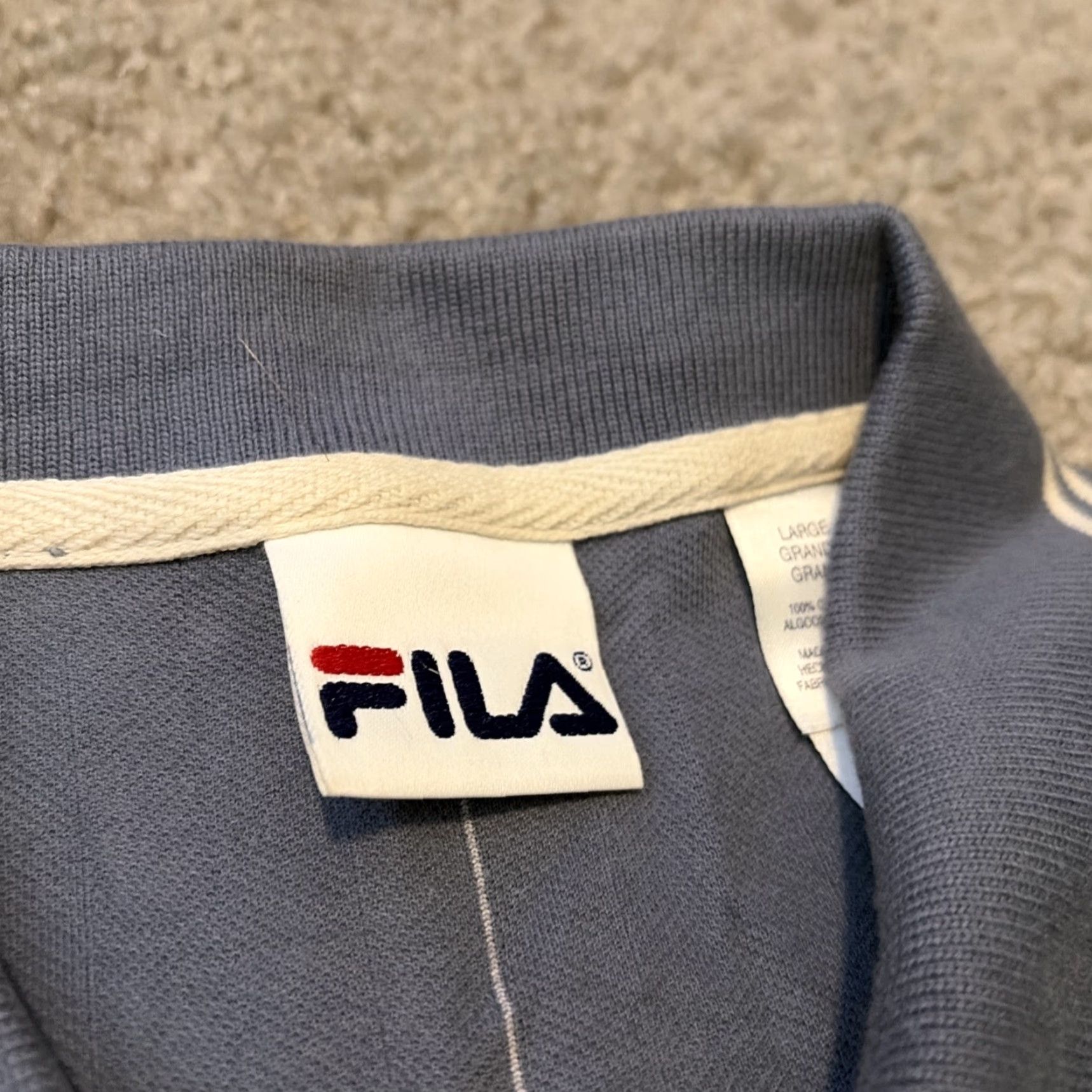 Fila VINTAGE FILA Polo Shirt Striped Golf Collared Large White Blue Mens L Size US L / EU 52-54 / 3 - 4 Thumbnail