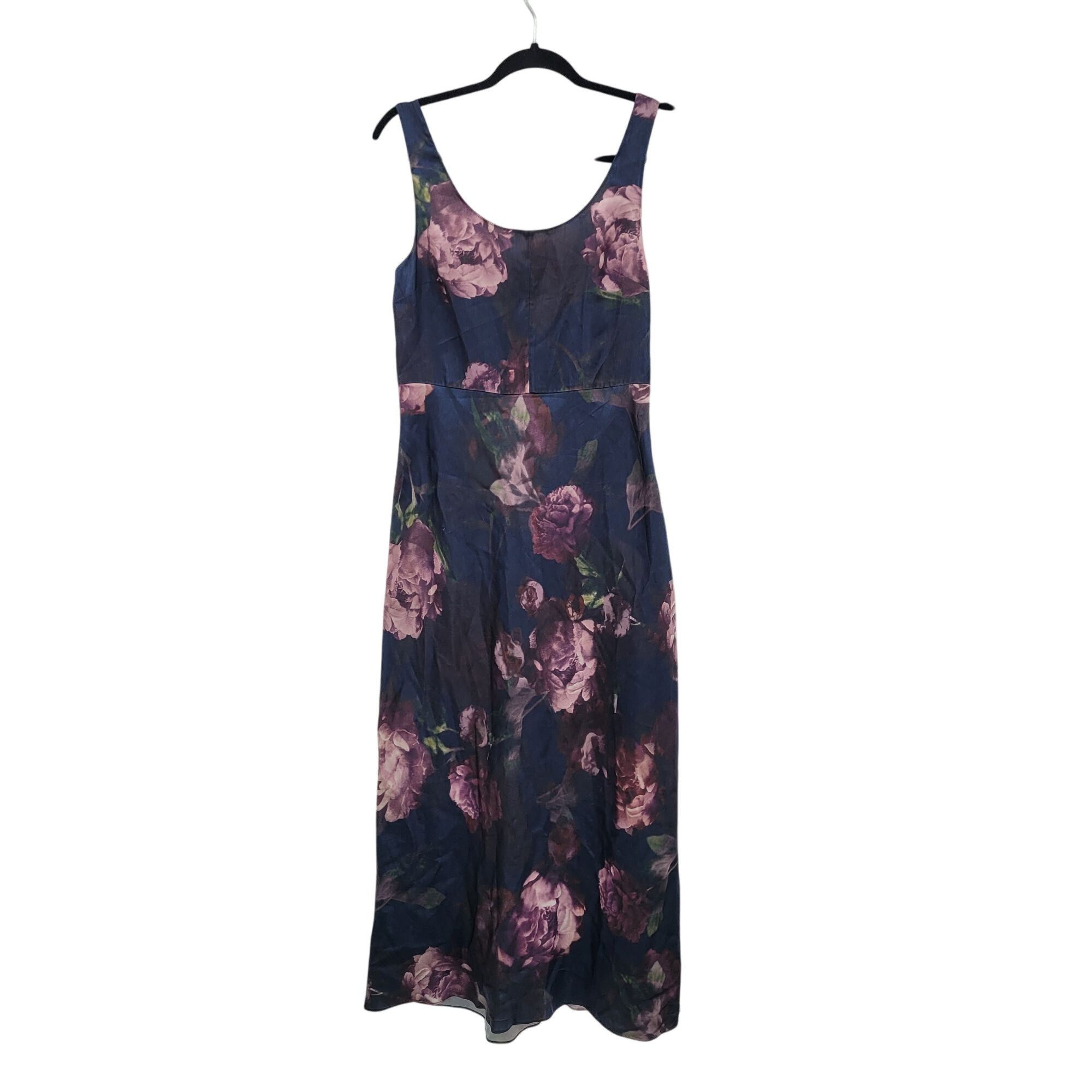 Vince Vince Night Garden Print Satin Square Neck Slip Maxi Dress S Size S / US 4 / IT 40 - 14 Thumbnail