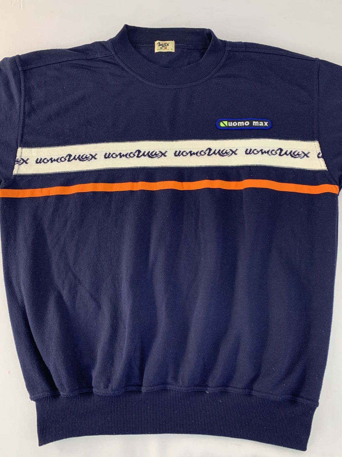 Japanese Brand 90s Uomo Max Moad Italiana Crewneck Pullover Striped Chest Size US XL / EU 56 / 4 - 3 Thumbnail