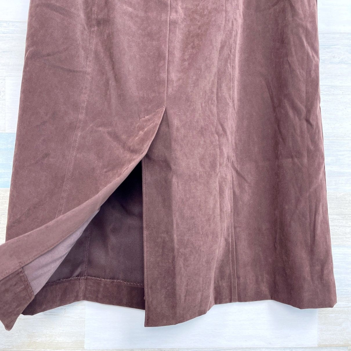 L.L. Bean LL Bean Vintage 90s Faux Suede Midi Pencil Skirt Brown 8P Size 30" / US 8 / IT 44 - 4 Thumbnail