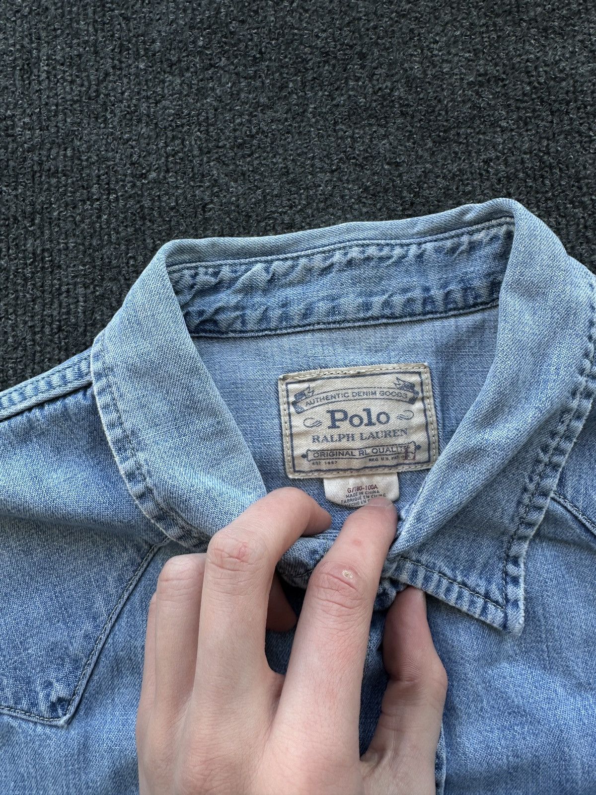 Polo Ralph Lauren 🚨 VNTG Y2K Polo Ralph Lauren Shirt DENIM RARE long SLEEVE Size US M / EU 48-50 / 2 - 4 Thumbnail