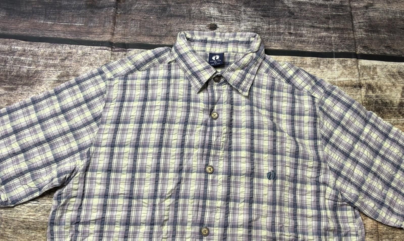 Hang Ten Hang Ten Shirt Mens Large Plaid Seersucker Cotton Pocket Size US L / EU 52-54 / 3 - 4 Thumbnail