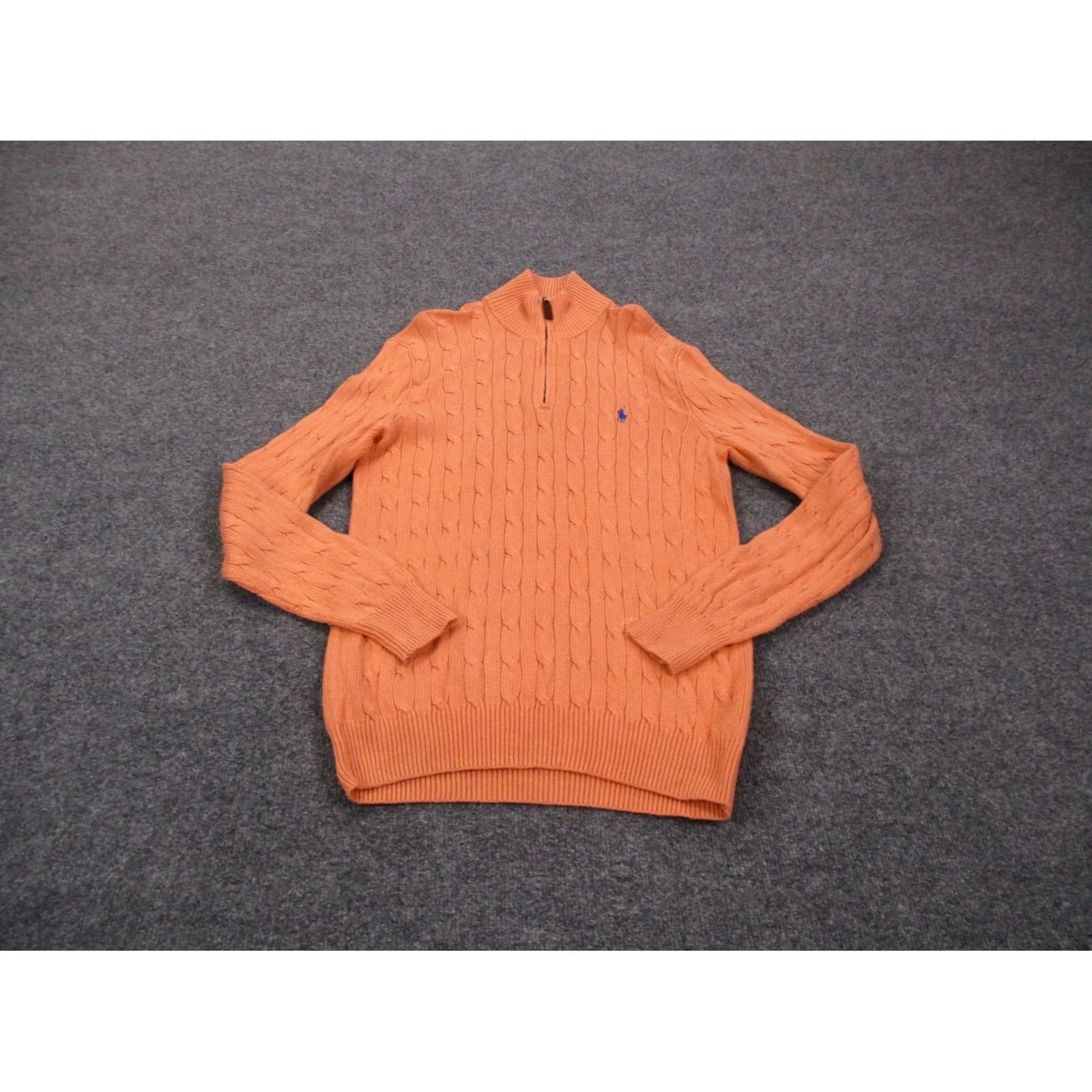 Polo Ralph Lauren Polo Ralph Lauren Sweater Mens S Orange Silk Pullover Fisherman Pony Cable Knit Henley Pullover 1/4 Zip Thermal Casual Size US S / EU 44-46 / 1 - 2 Thumbnail