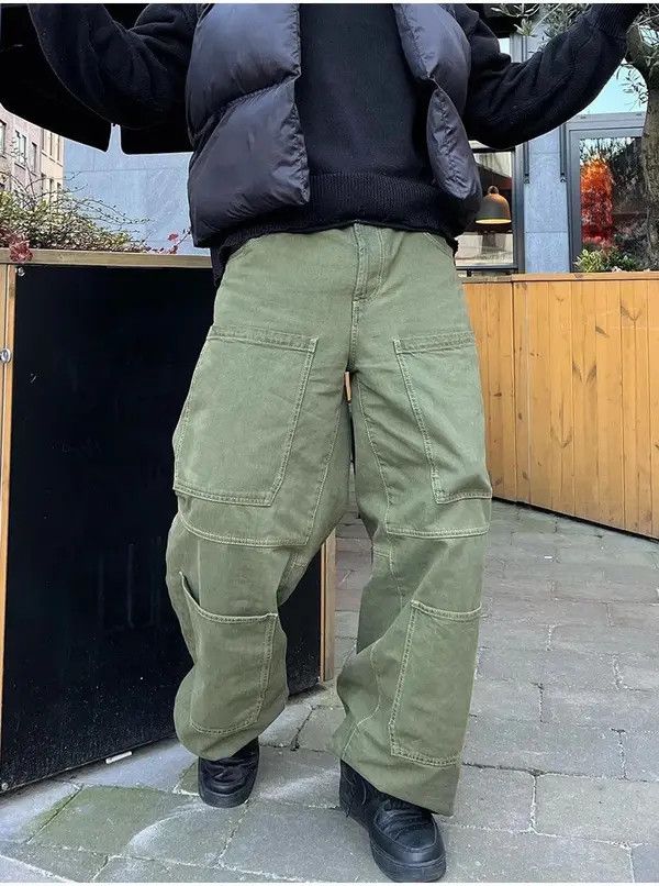Japanese Brand Solid baggy jeans wide legs hip-hop street style Y2k Size US 34 / EU 50 - 1 Thumbnail