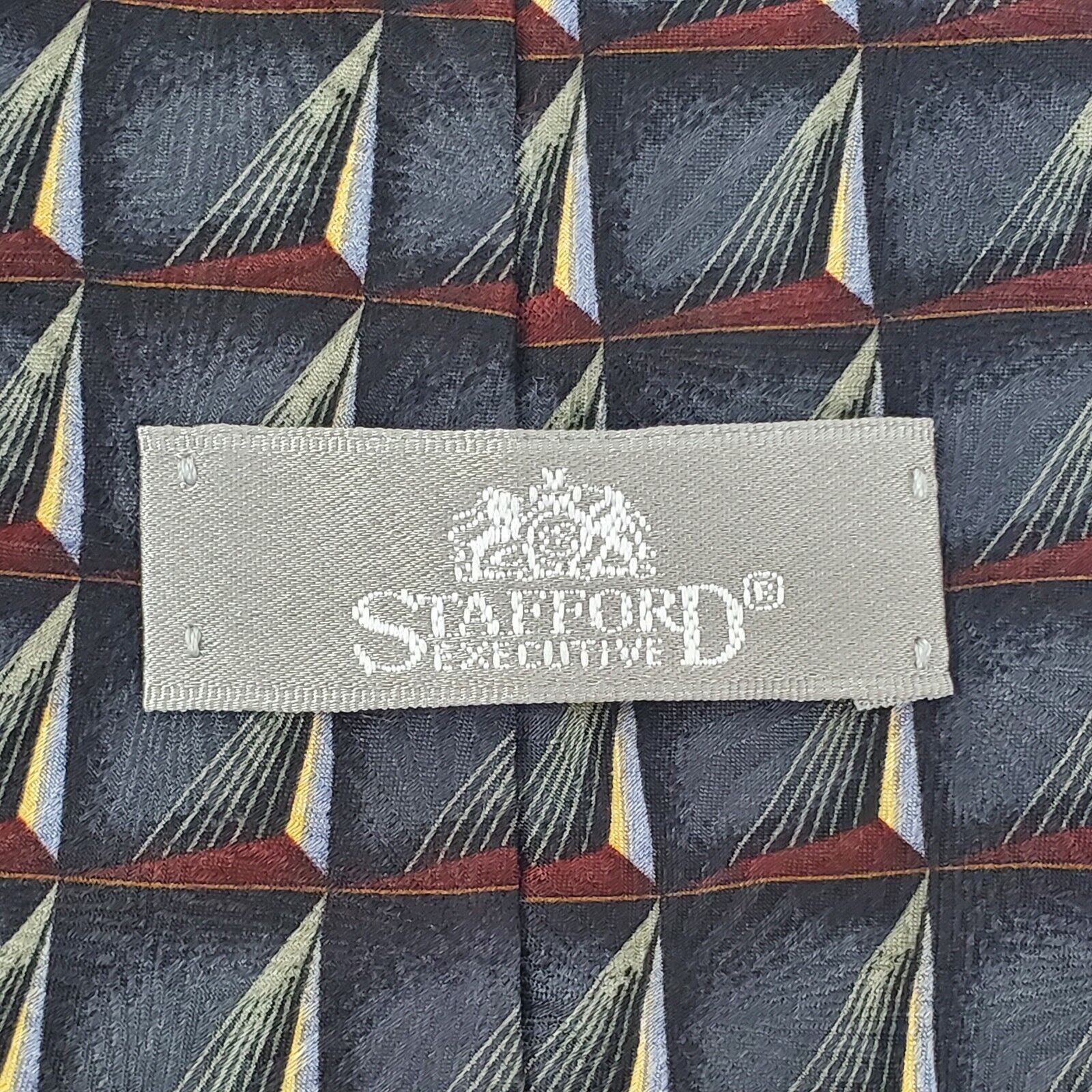 Stafford Stafford Geometric Blue Silk Tie Short Size ONE SIZE - 3 Thumbnail