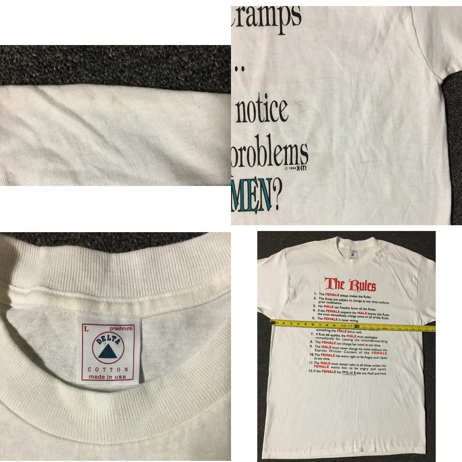 Vintage VINTAGE 90s All Problems Begin With Men Shirt L White Single Stitch Crew Neck Short Sleeve Graphic Tee Mens Size US L / EU 52-54 / 3 - 8 Thumbnail