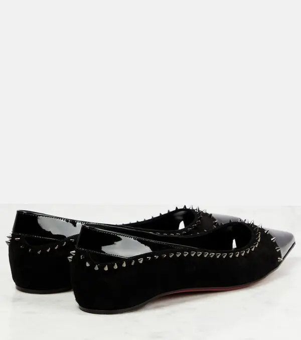 Christian Louboutin o1s1wg111124 Duvettina Suede Ballet Flats in Black Size US 10 / IT 40 - 3 Thumbnail