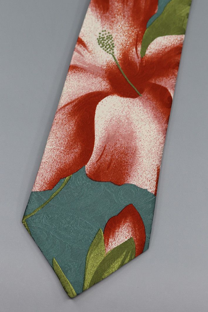 Other Gino Pilato Vintage Silk Tie with Bold Red Lily Floral Print Size ONE SIZE - 1 Thumbnail