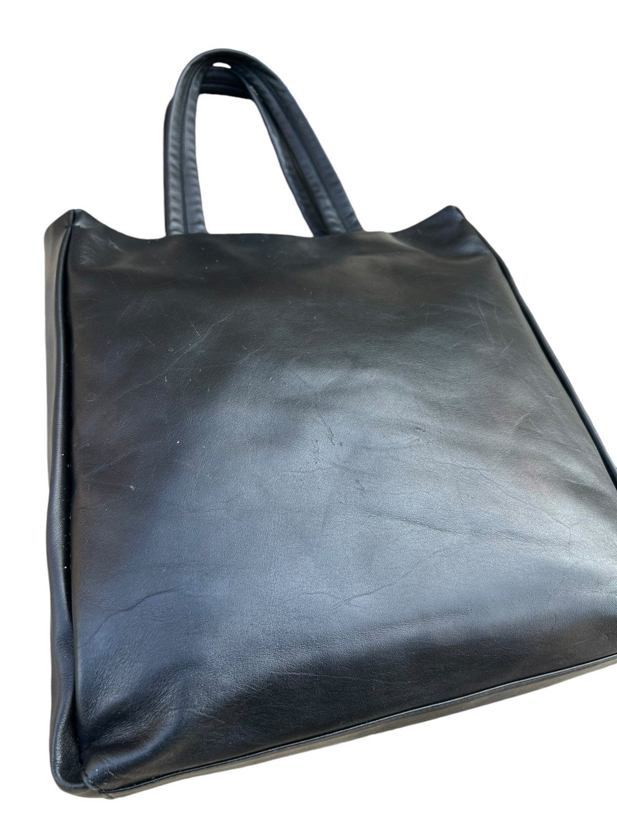 Leather × Moschino Vintage MOSCHINO Patina Black Leather Tote Bag Size ONE SIZE - 10 Thumbnail