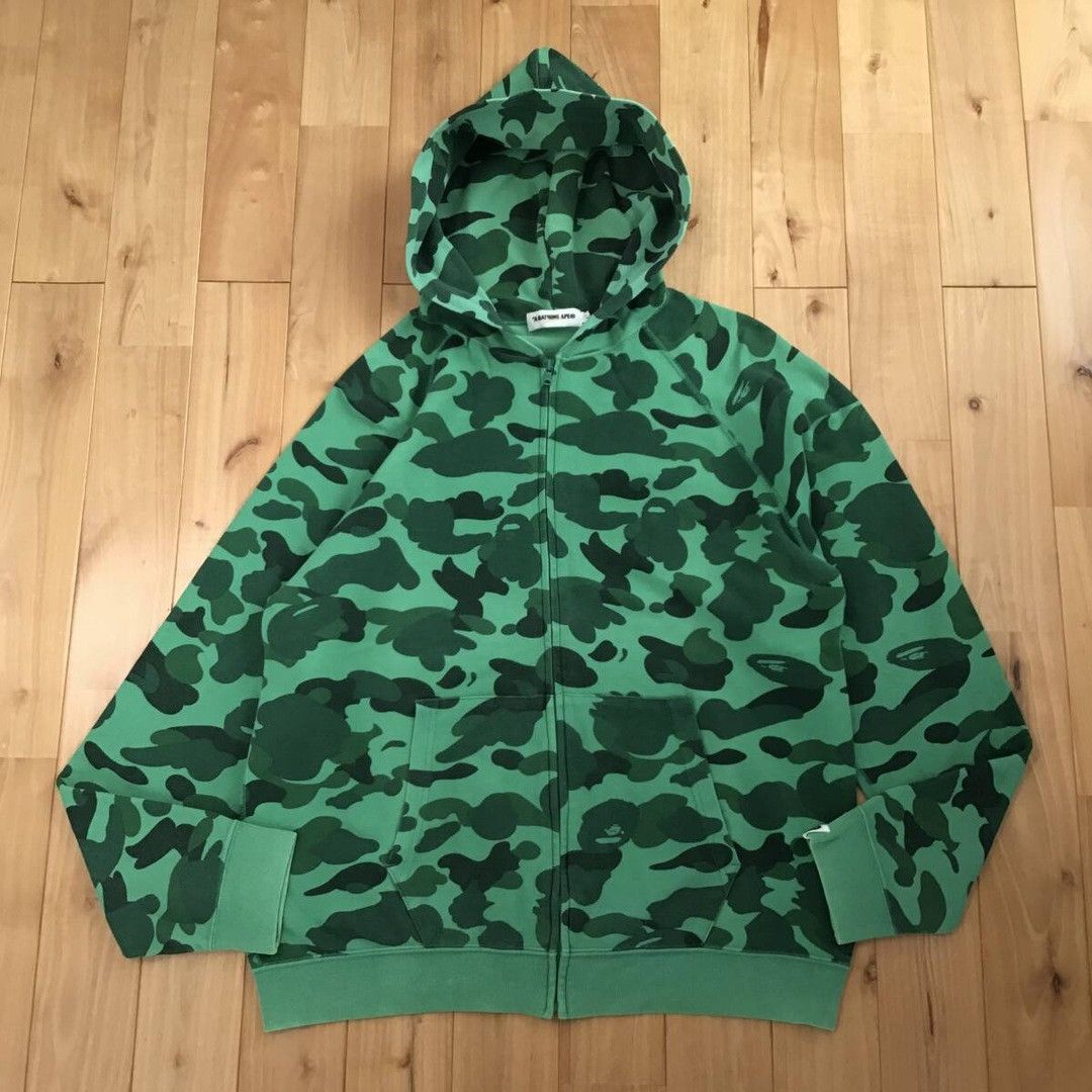 🔥Shibuya store camo🔥 BAPE Cotton Pique zip hoodie APE NIGO