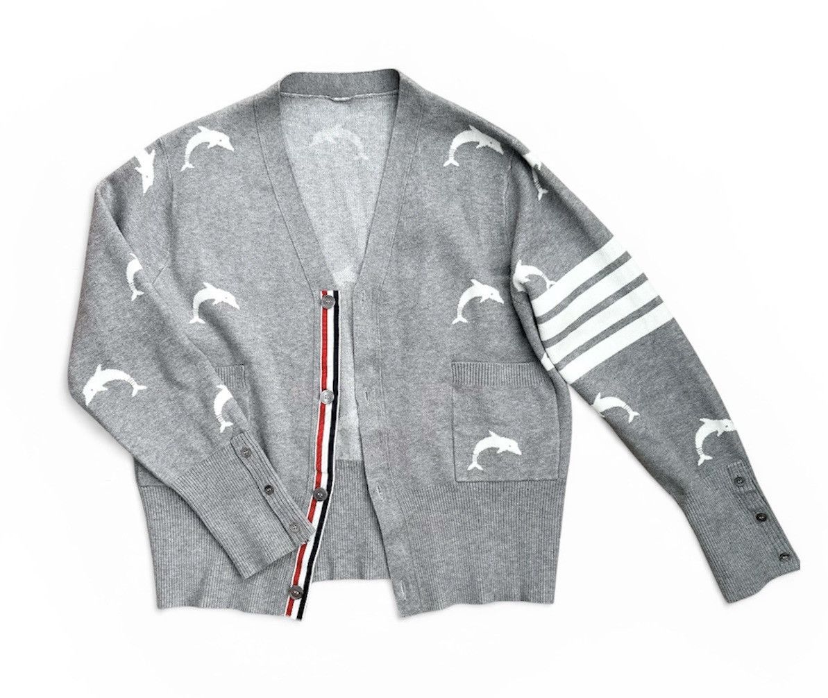 Thom Browne Cardigan decorated with Dolphins in 100% cashmere Size US M / EU 48-50 / 2 - 1 Thumbnail