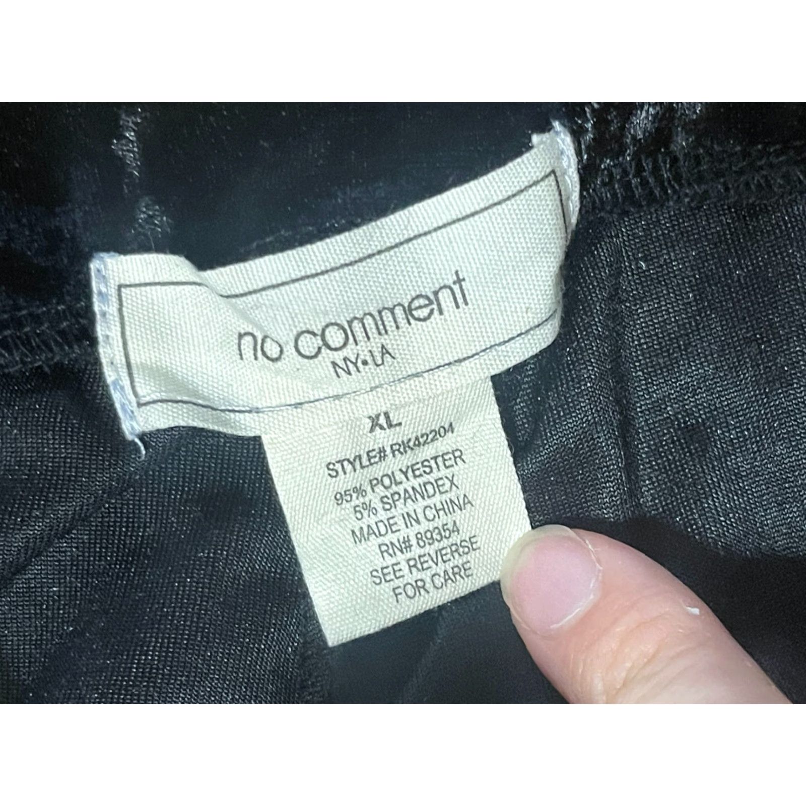 Vintage No Comment Pants Women's XL Black Leggings Velvet Casual Fall Spring Summer Velvet Leggings Ankle Inseam 26 in Black Womens Size 40" / US 18 - 4 Thumbnail