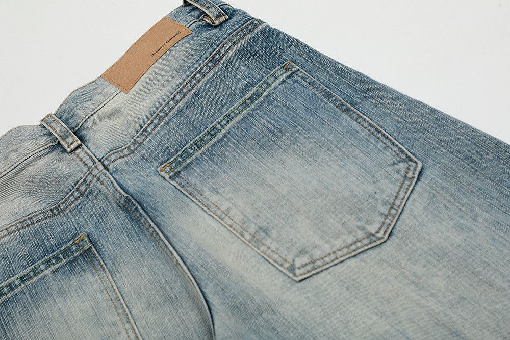 Vintage American street washed bamboo pattern curved jeans for men Size US 32 / EU 48 - 4 Thumbnail