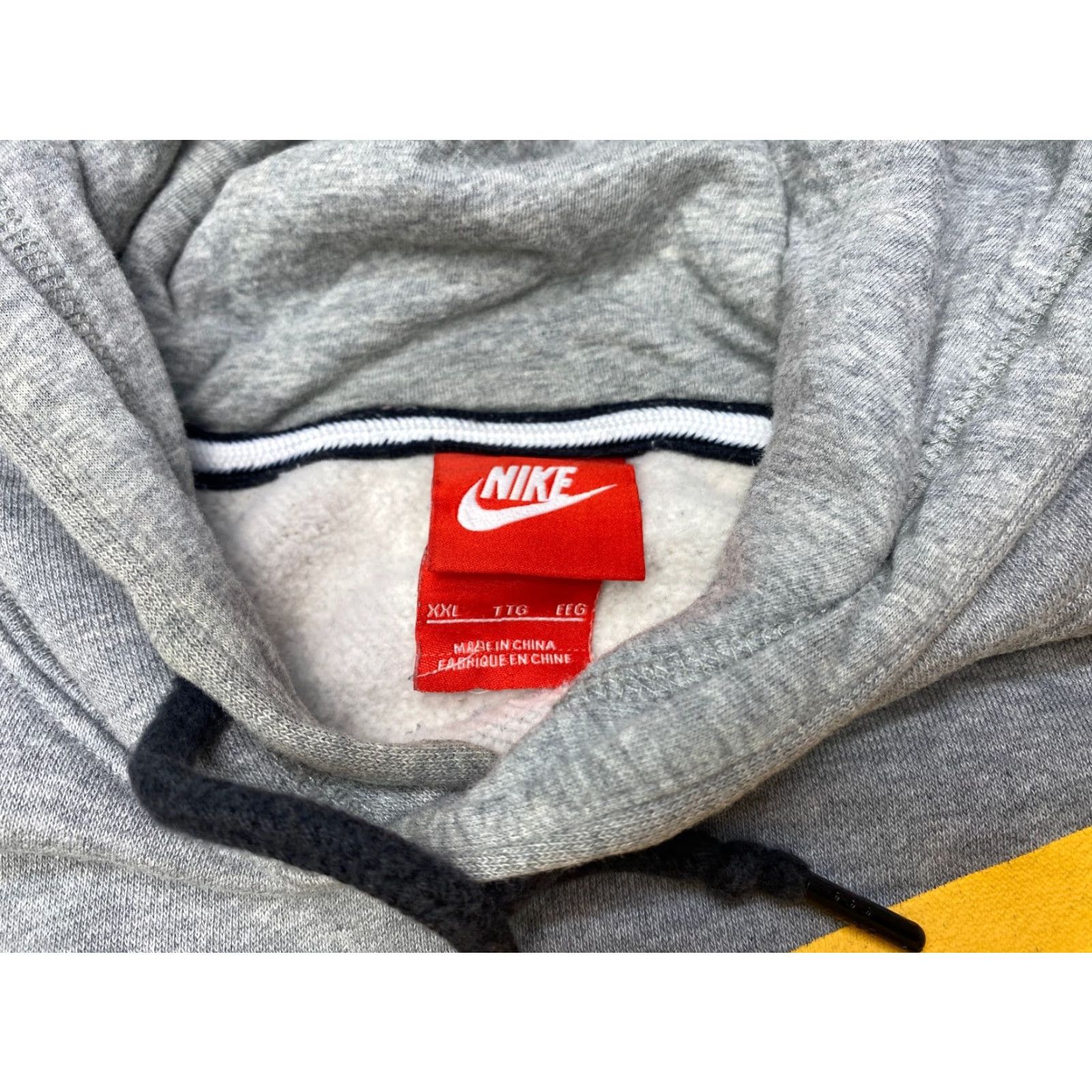 Nike VINTAGE Nike Hoodie Mens 2XL Nike Swoosh Yellow Lettering Red Tag Grey Cotton Fleece Pullover Hooded with Pockets Size US XXL / EU 58 / 5 - 7 Thumbnail