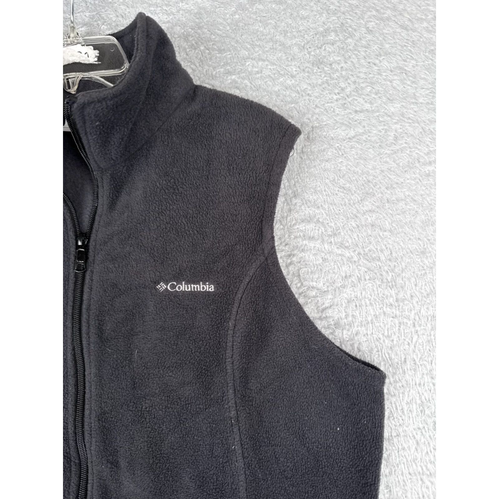 Vintage Columbia Vest Women L Gray Full Zip Mock Neck Fleece Polyester Pockets Size L / US 10 / IT 46 - 2 Thumbnail