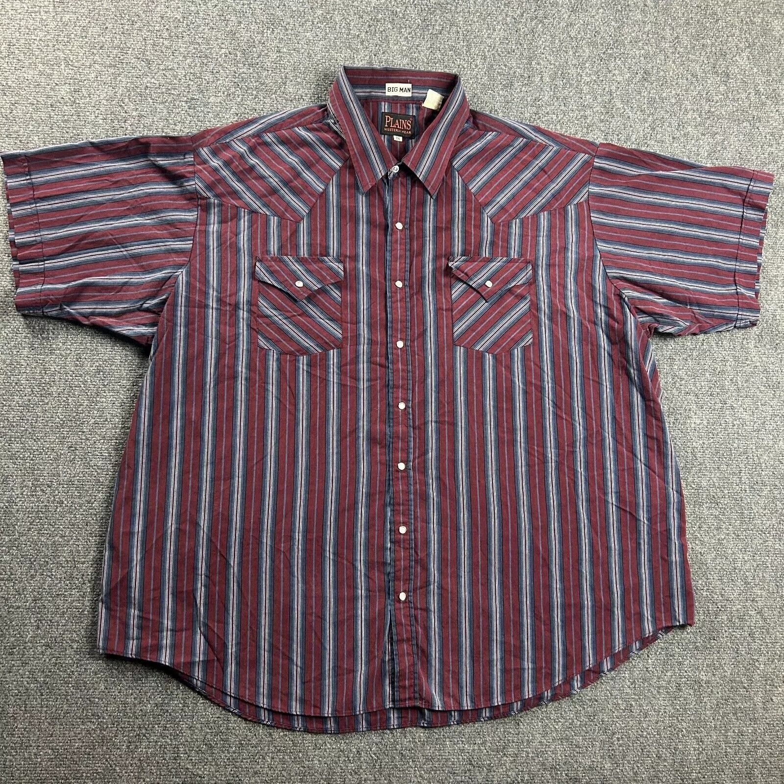 Vintage VTG Plains Westernwear Shirt Mens 3X Striped Big Pearl Snap Size US XXL / EU 58 / 5 - 1 Thumbnail