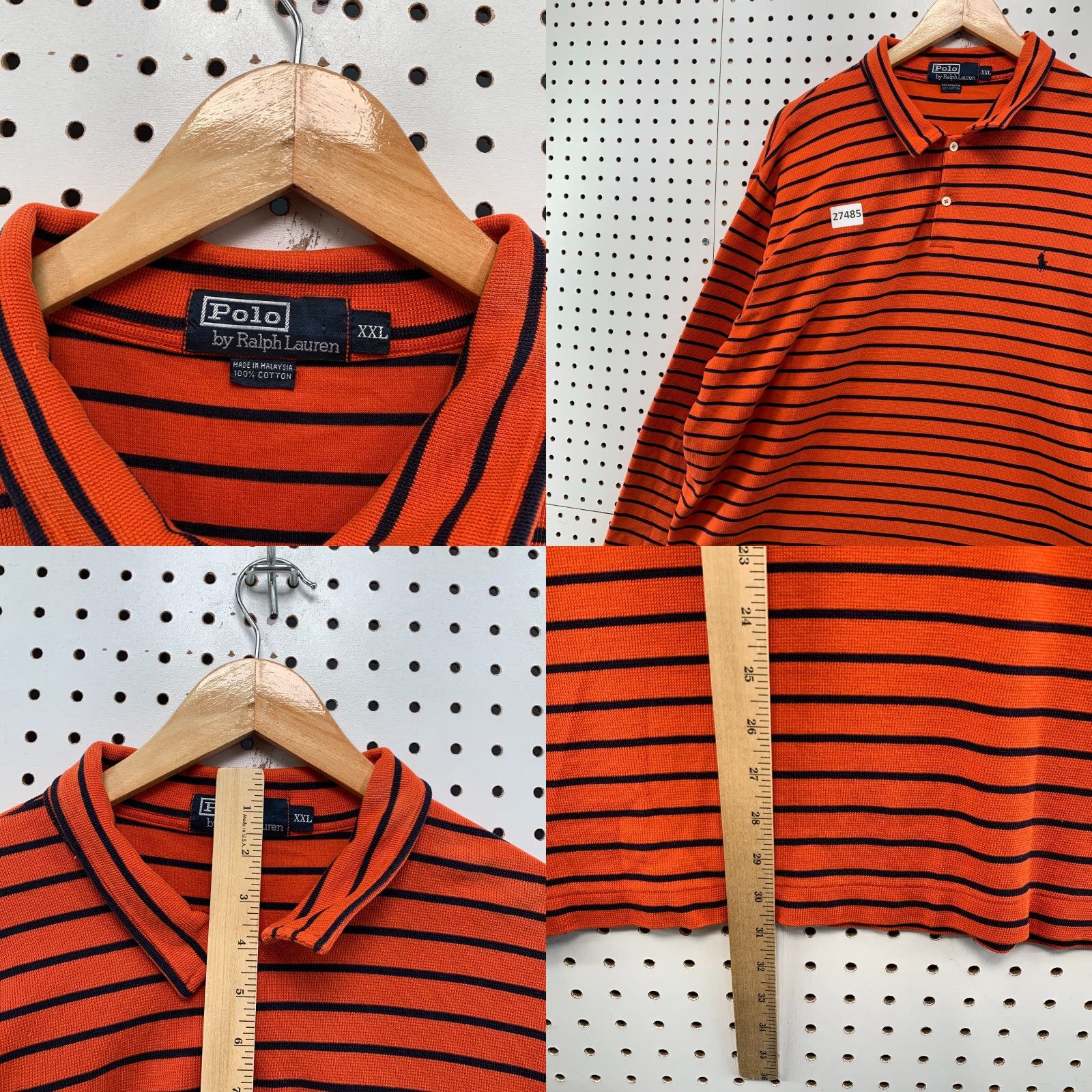 Polo Ralph Lauren VINTAGE Polo Ralph Lauren Shirt Striped Collared 2XL Orange Black Mens 26.5x31 Polo Shirt Size US XXL / EU 58 / 5 - 8 Thumbnail