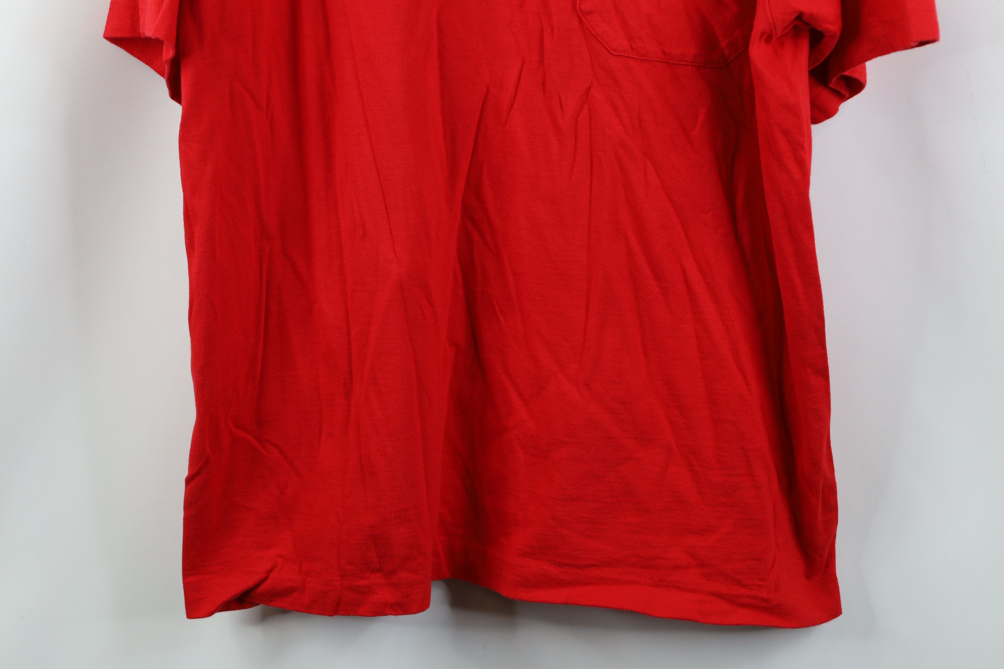 Vintage Vintage 90s Streetwear Heavy Cotton Pocket T-Shirt Red USA Size US XL / EU 56 / 4 - 3 Thumbnail